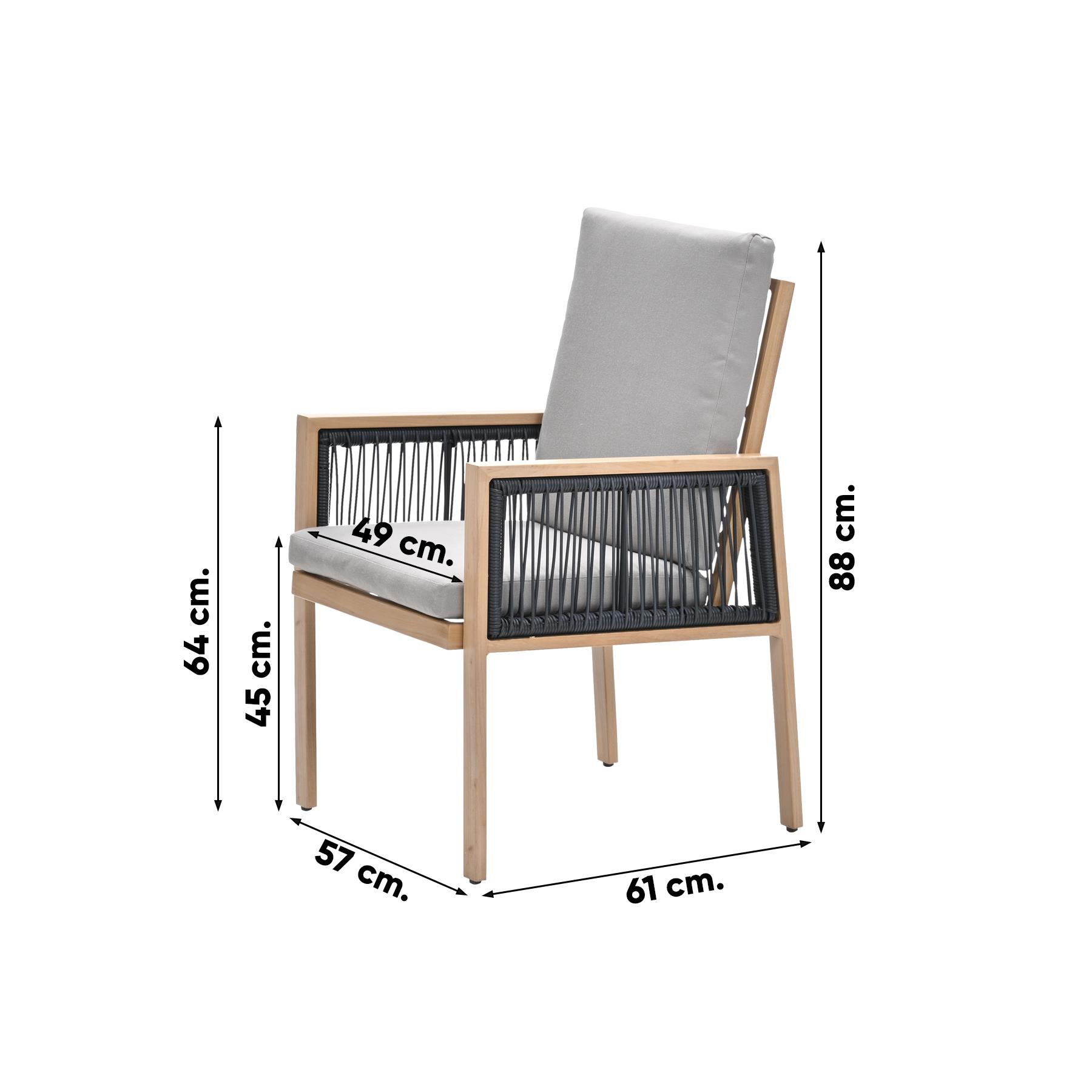 Decala tuinstoel - Aluminium houtlook - inlcusief kussens