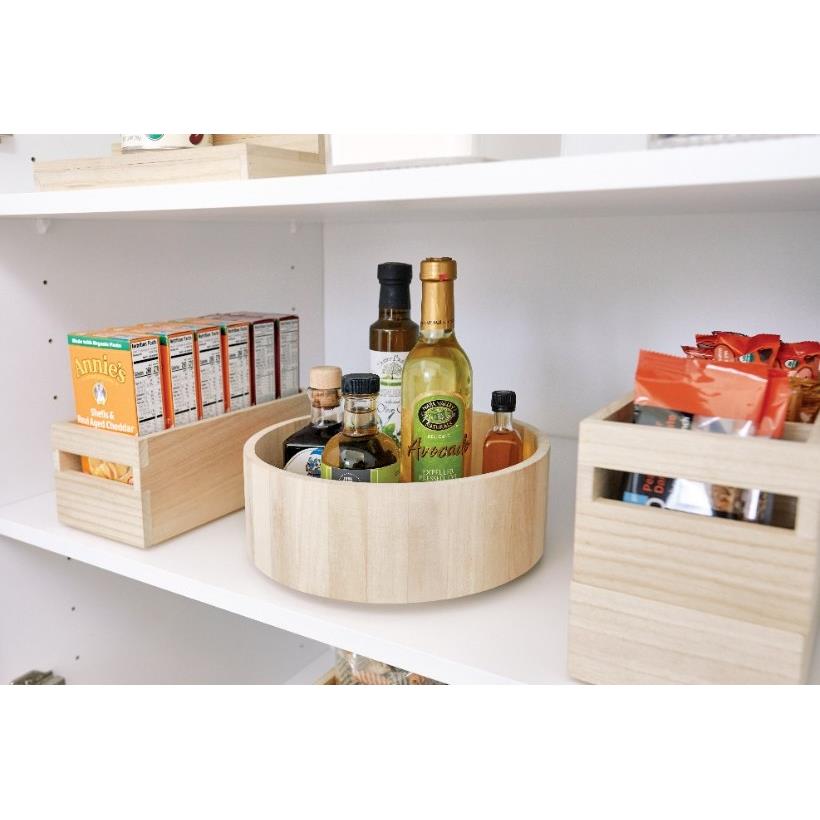 iDesign - Draaiplateau met Randen, 26.7 cm, Paulownia Hout, Beige - iD