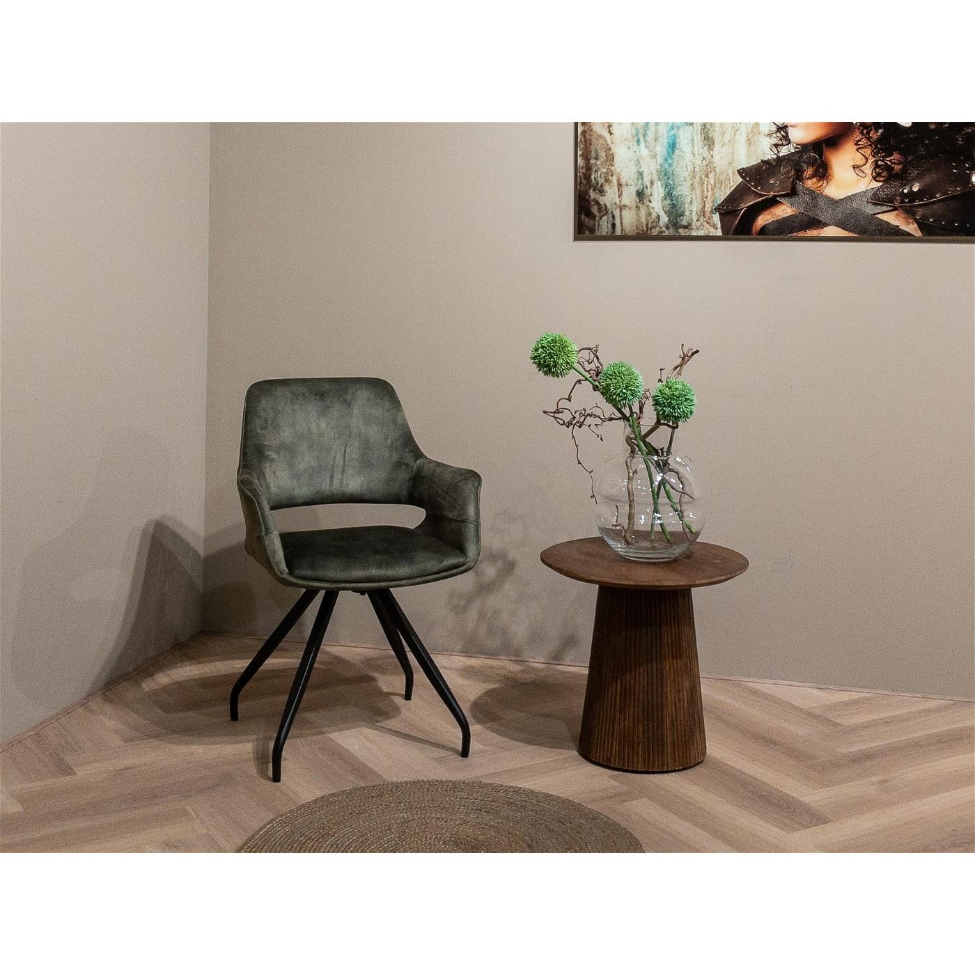 Livingfurn - Giga Meubel - Eetkamerstoel Capp Olijfgroen Velvet
