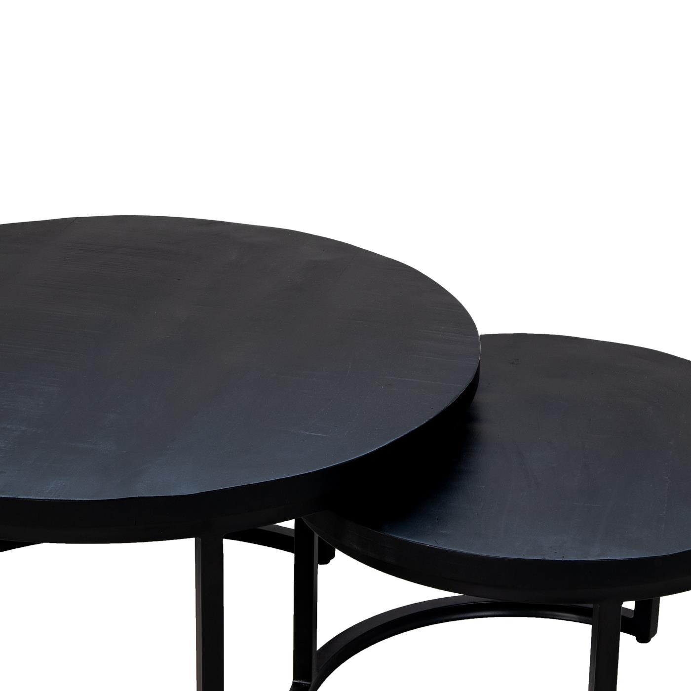 Giga Meubel - Salontafel Set Van 2 Zwart - Mangohout & Metaal - Sev