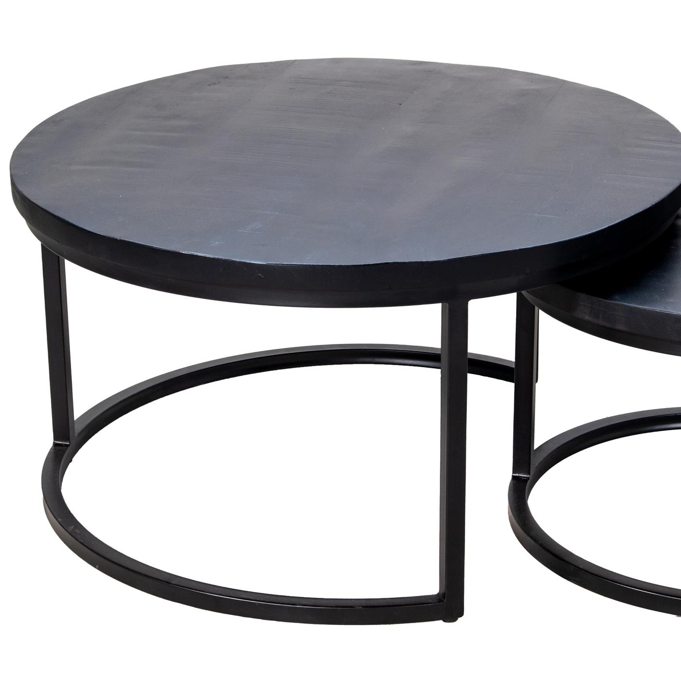 Giga Meubel - Salontafel Set Van 2 Zwart - Mangohout & Metaal - Sev