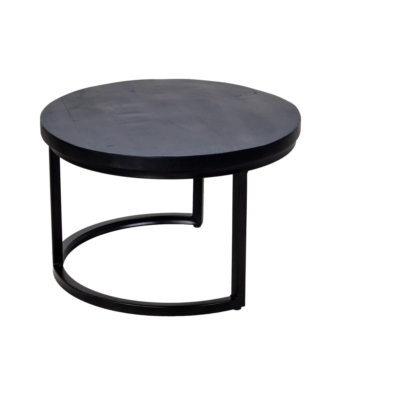 Giga Meubel - Salontafel Set Van 2 Zwart - Mangohout & Metaal - Sev