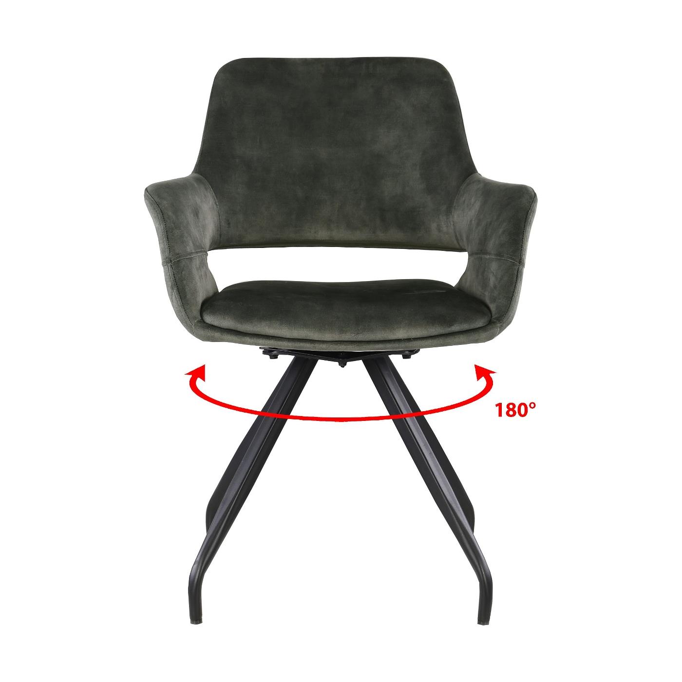 Livingfurn - Giga Meubel - Eetkamerstoel Capp Olijfgroen Velvet