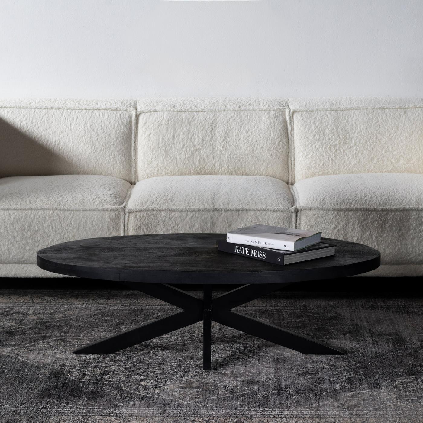 Giga Meubel - Salontafel Ovaal Zwart - 130cm - Mangohout