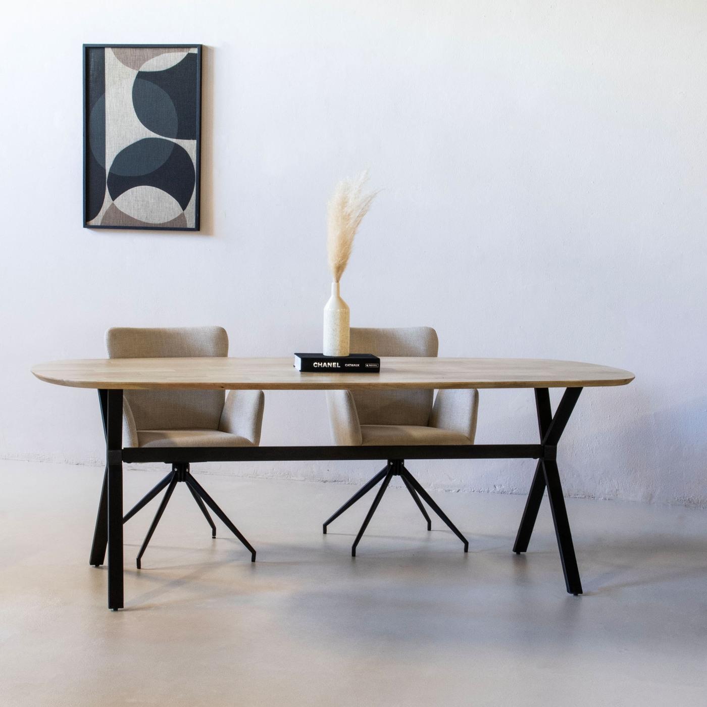Giga Meubel - Eettafel Naturel 180cm Deens Ovaal - Mangohout - X-Poot