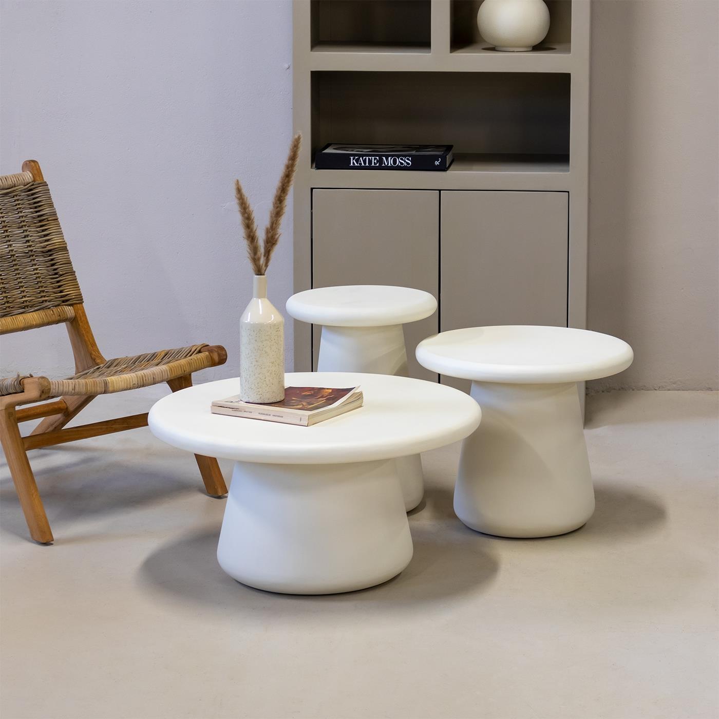 Giga Meubel - Bijzettafel Rond Beige - 35cm - Betonlook - Tafel Romy