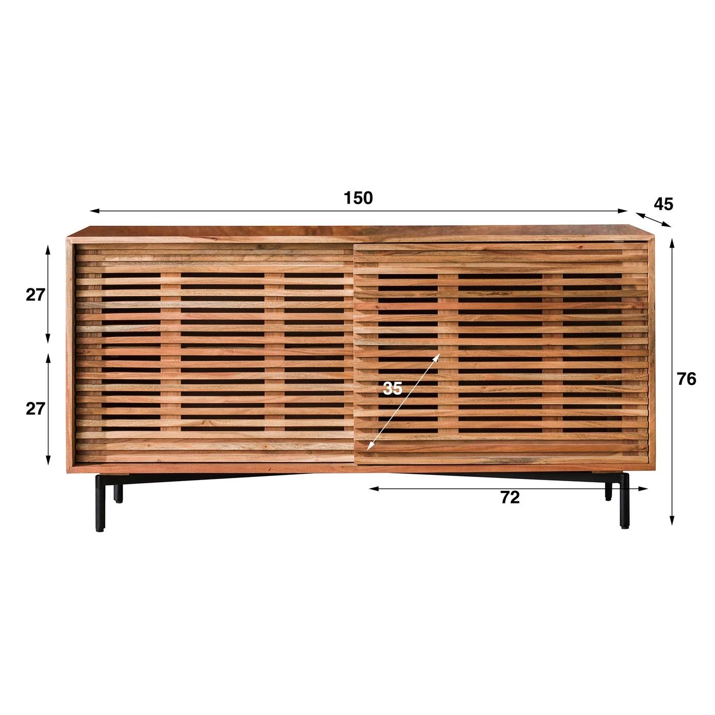 Giga Meubel - Dressoir Acaciahout 150cm - 2 Schuifdeuren - Naturel