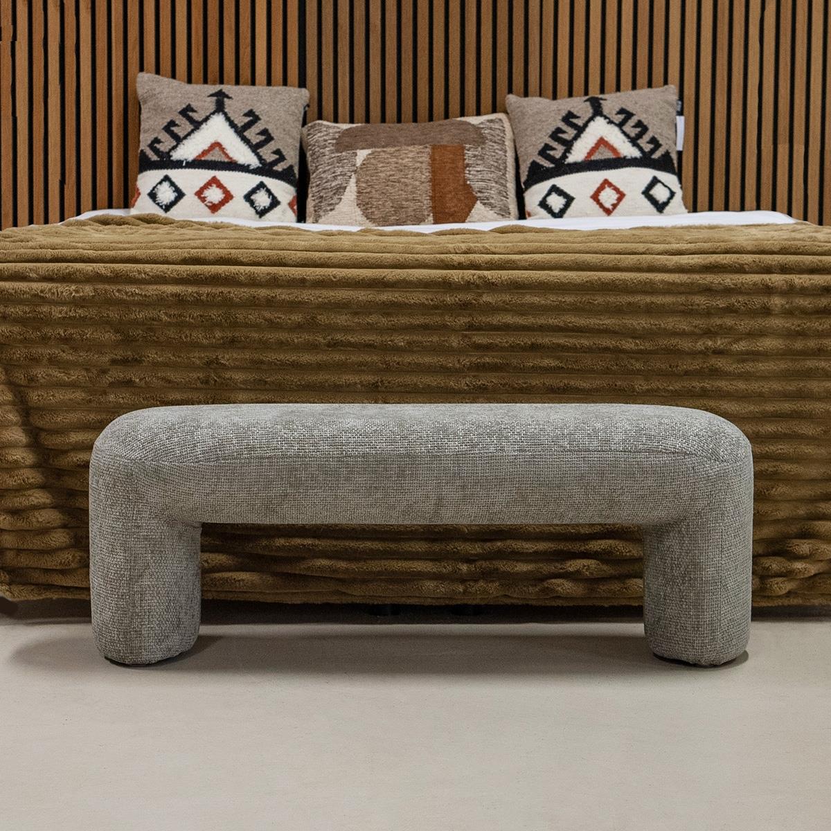 Giga Meubel - Bankje Taupe Stof|Textiel - Scandinavisch - 110x45x40cm