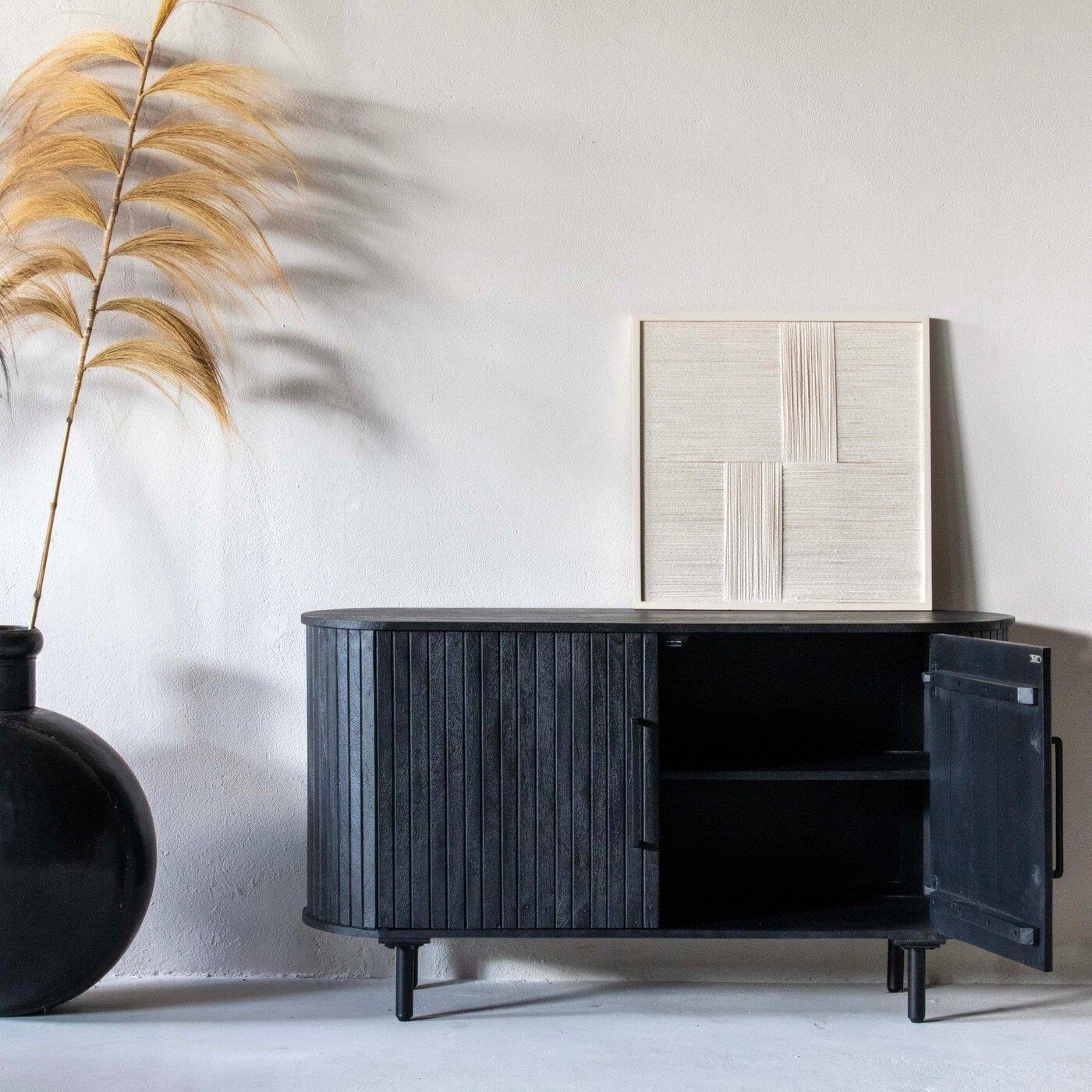 Giga Meubel - Dressoir Merel Zwart 140cm  - Metaal|Mangohout