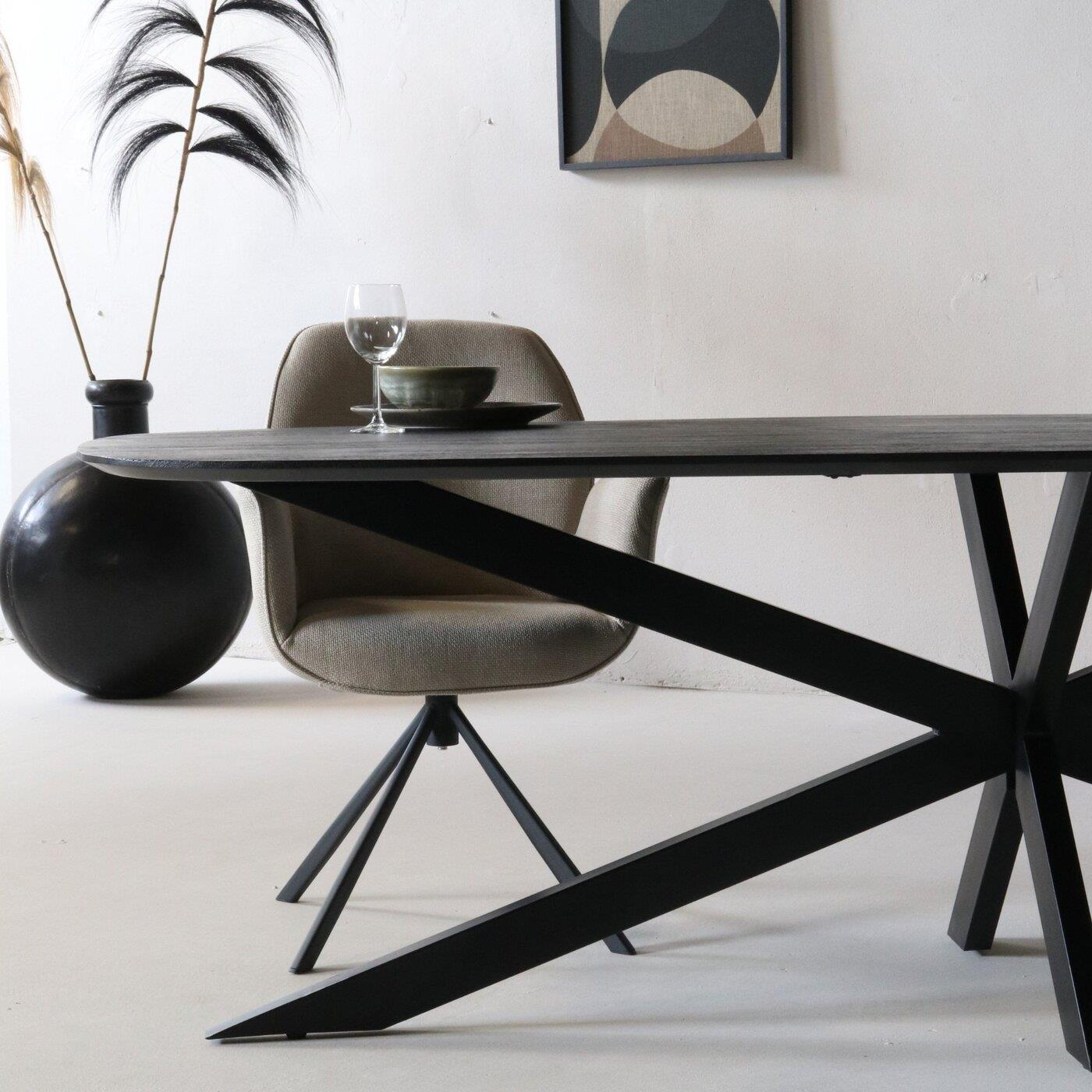 Giga Meubel - Eettafel Deens Ovaal - Zwart - 180cm - Eettafel Jordan