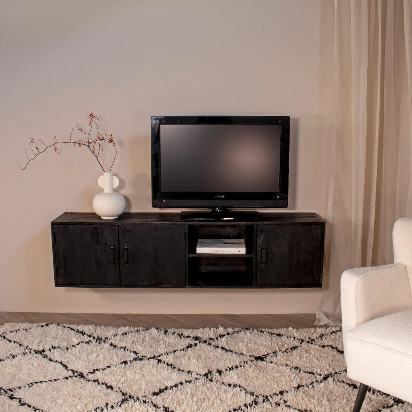 Giga Meubel - Tv-meubel Zwevend - Zwart - 160cm - Tv-meubel Zen