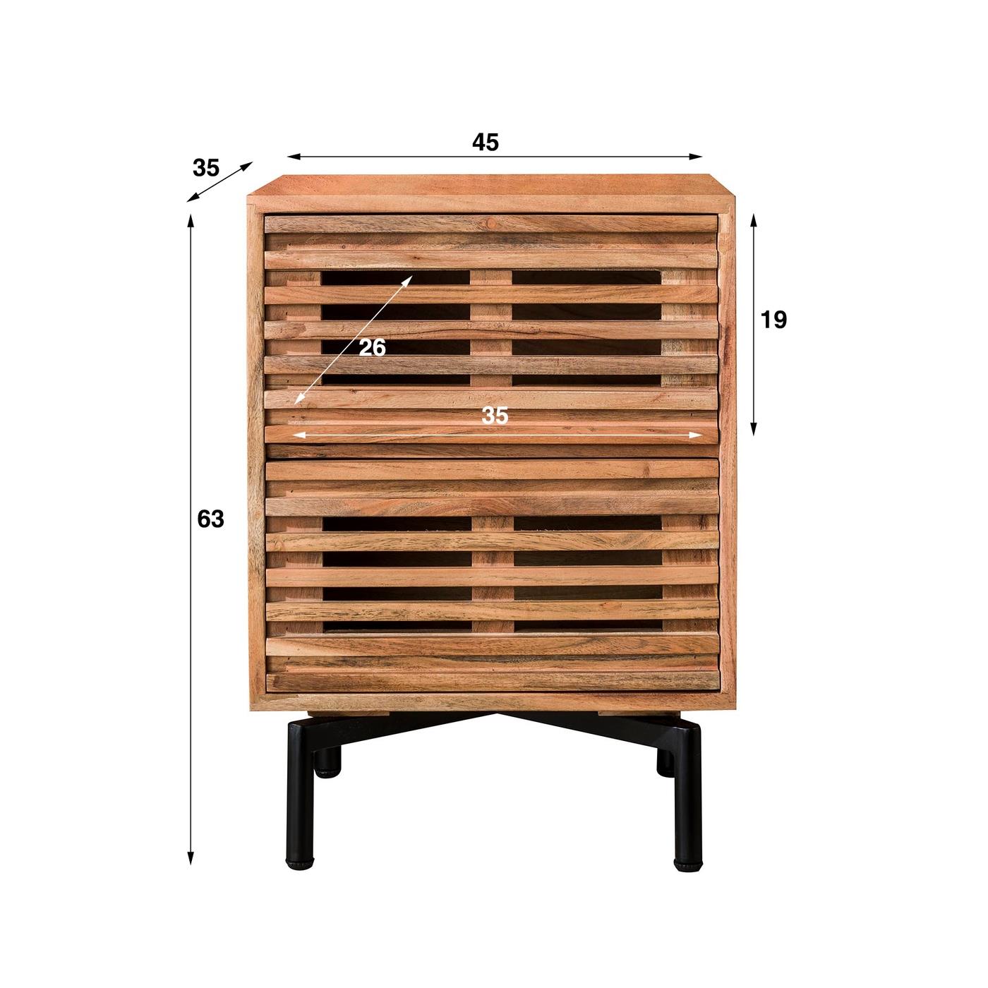 Giga Meubel - Nachtkastje Naturel Acaciahout - 45x35x63cm - 2 Lades