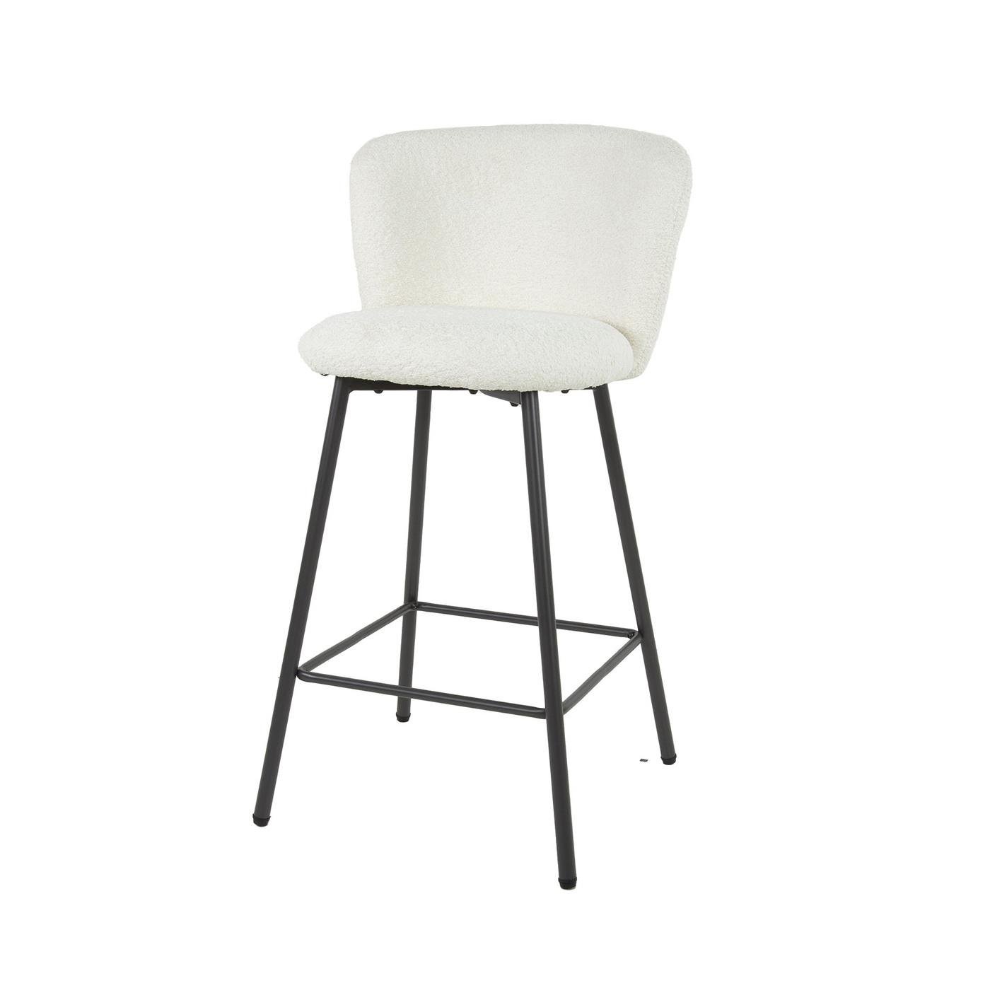 Giga Meubel - Barstoel Curve Bouclé Wit  - Set van 4