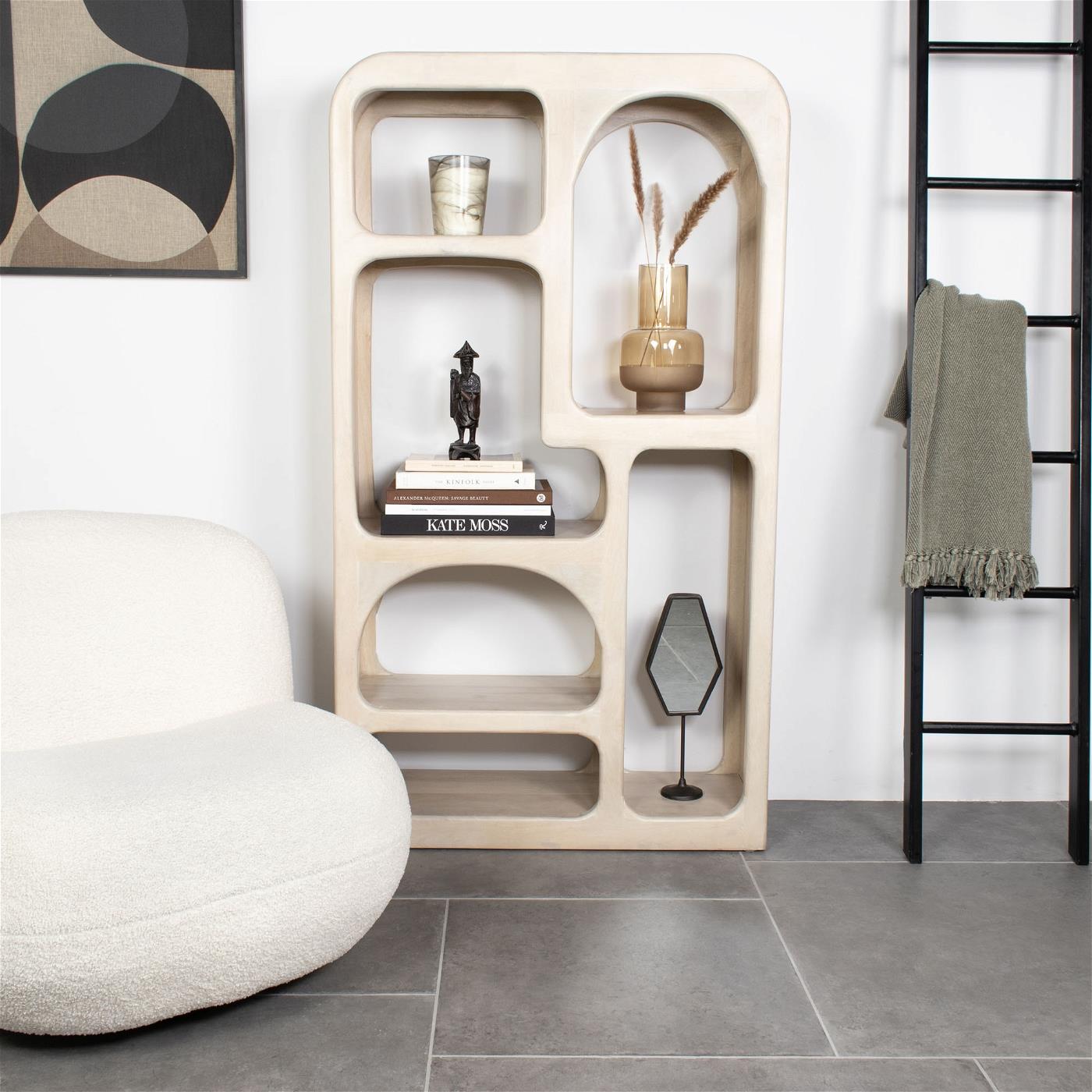 Giga Meubel - Vakkenkast Beige - Mangohout - Japandi Stijl - 161cm