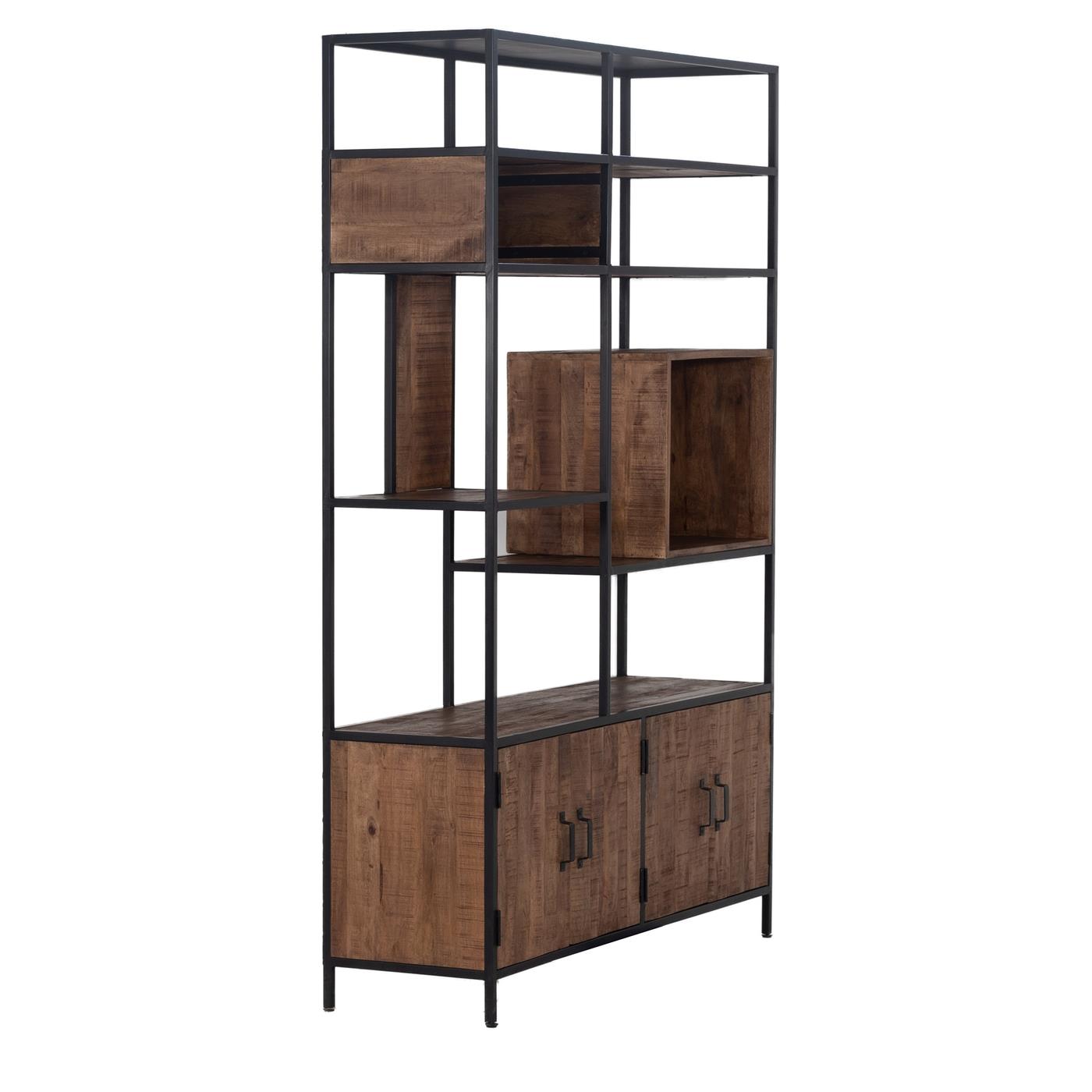 Giga Meubel - Vakkenkast Bruin - Metaal|Hout - 140x42x210cm