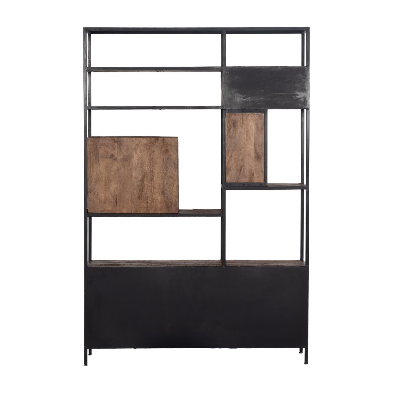 Giga Meubel - Vakkenkast Bruin - Metaal|Hout - 140x42x210cm