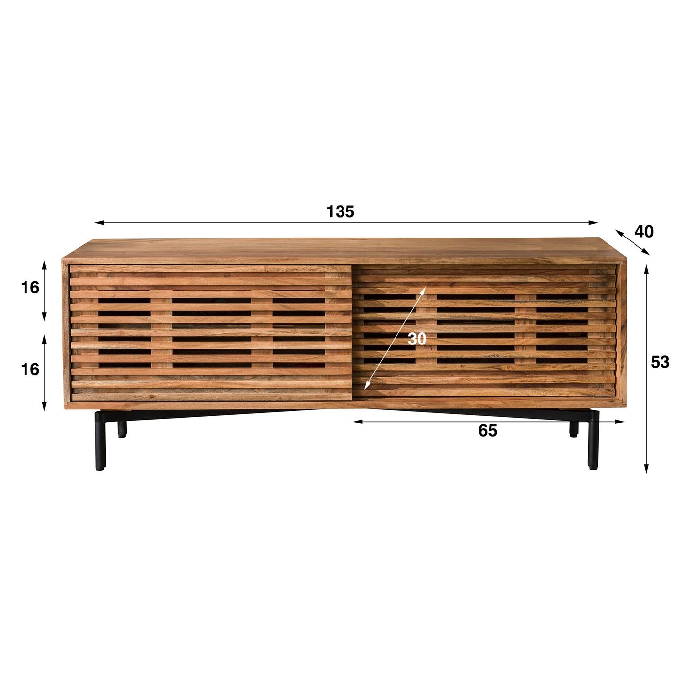 Giga Meubel - Tv-Meubel Acaciahout Naturel 135cm - 2 Schuifdeuren