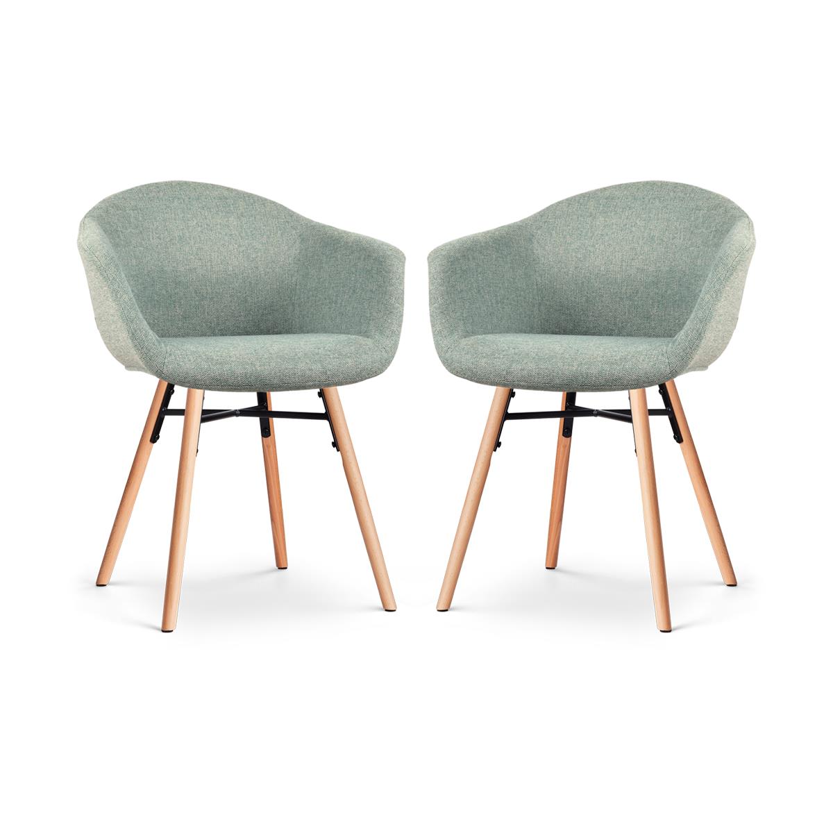 Nolon Nena-Otis Eetkamerstoelen Set van 2 - Zacht Groen - Houten Poten