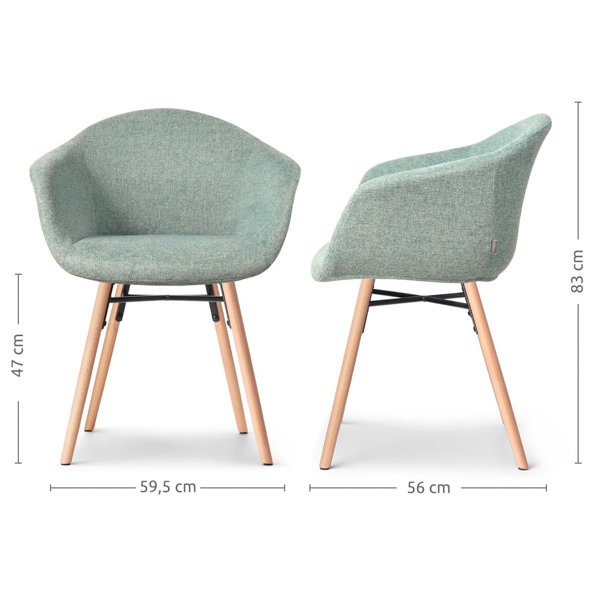 Nolon Nena-Otis Eetkamerstoelen Set van 2 - Zacht Groen - Houten Poten
