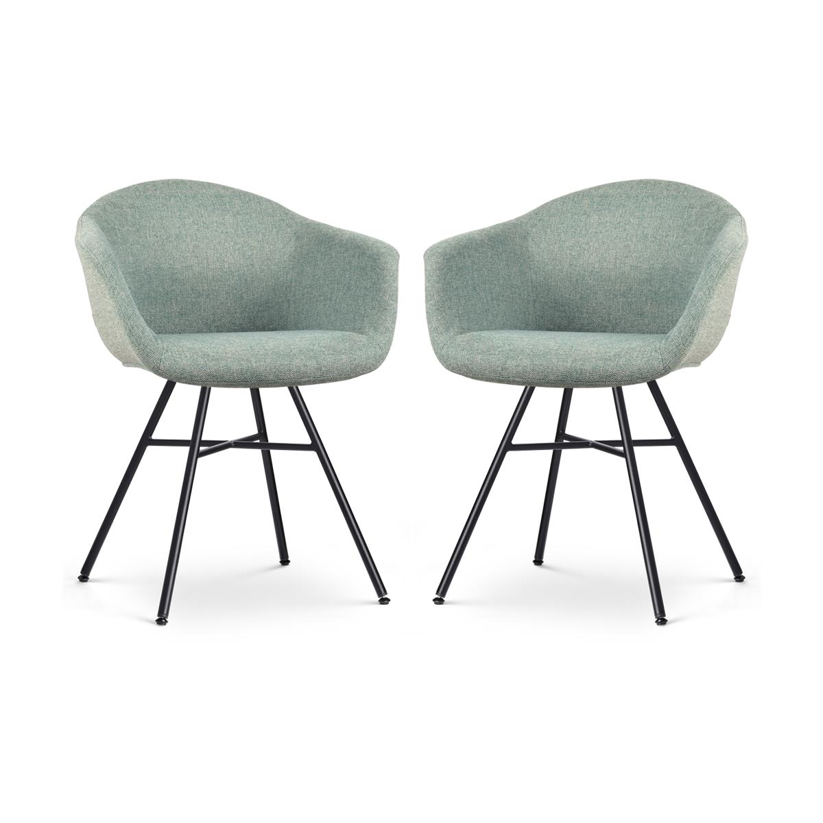 Nolon Noa-Otis Eetkamerstoelen Set van 2 - Zacht Groen - Zwarte Poten