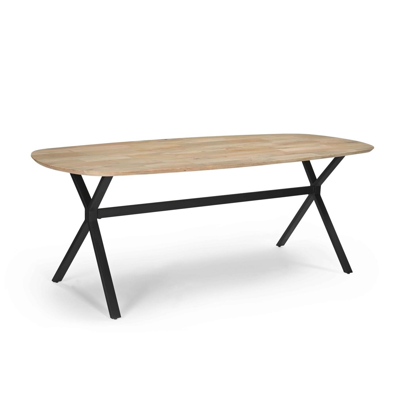 Giga Meubel - Eettafel Naturel 220cm Deens Ovaal - Mangohout - X-Poot