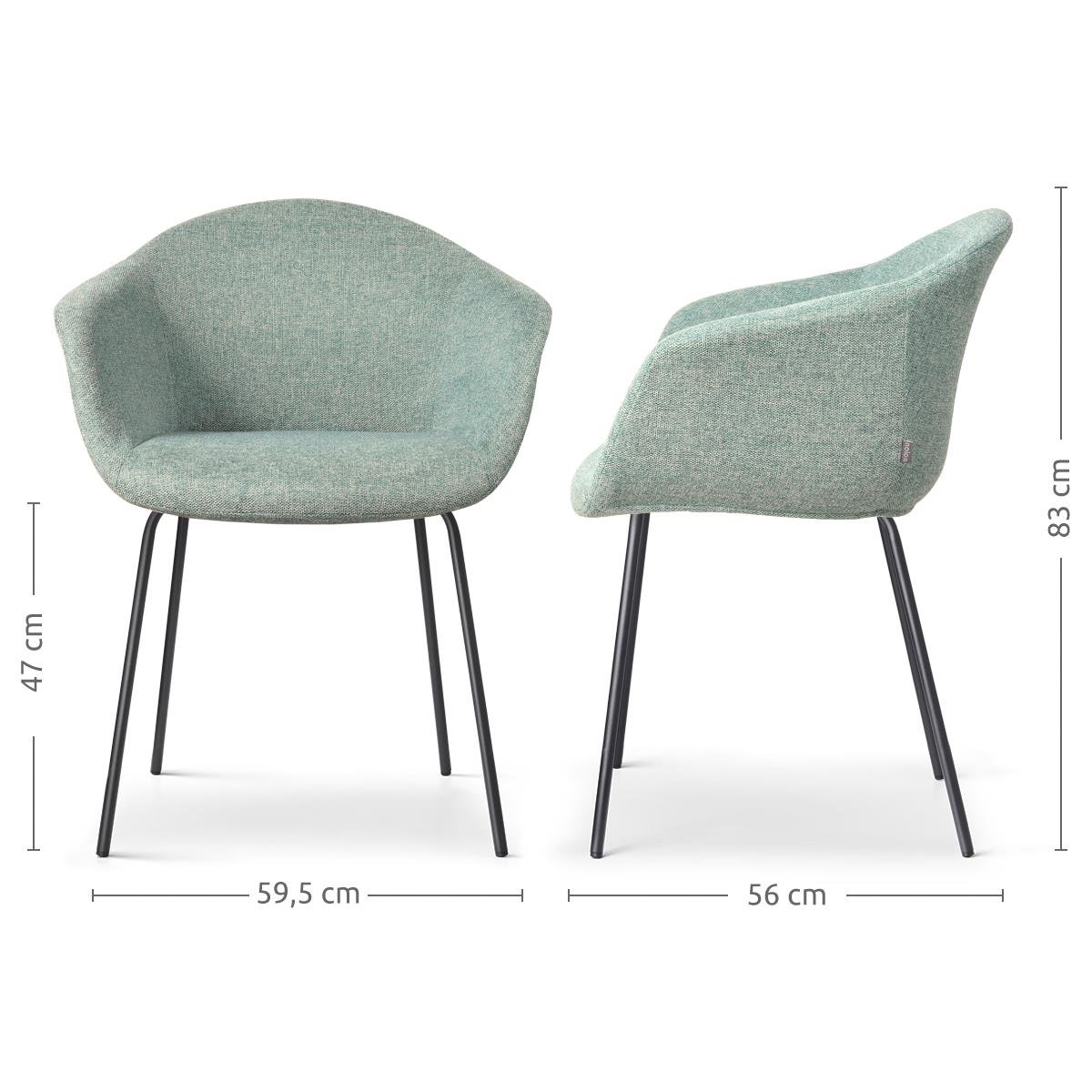 Nolon Nora-Otis Eetkamerstoelen Set van 2 - Zacht Groen - Zwarte Poten