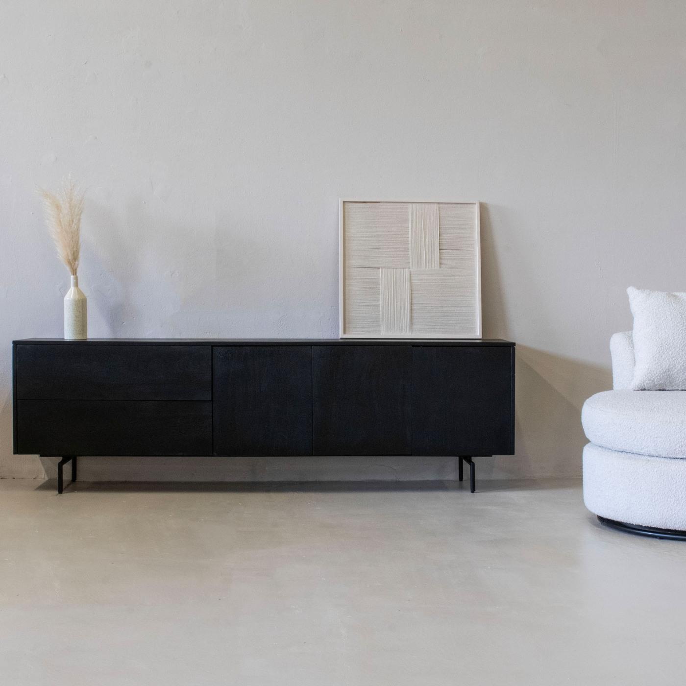 Giga Meubel - TV-Dressoir Zwart - 200cm - Mangohout - TV-Dressoir Cas