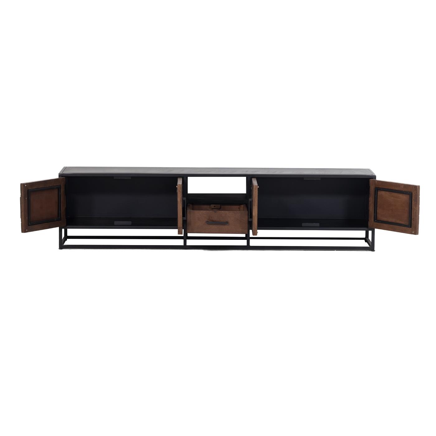 Giga Meubel - TV-Meubel Bruin Visgraat - 250cm - Mangohout & Metaal
