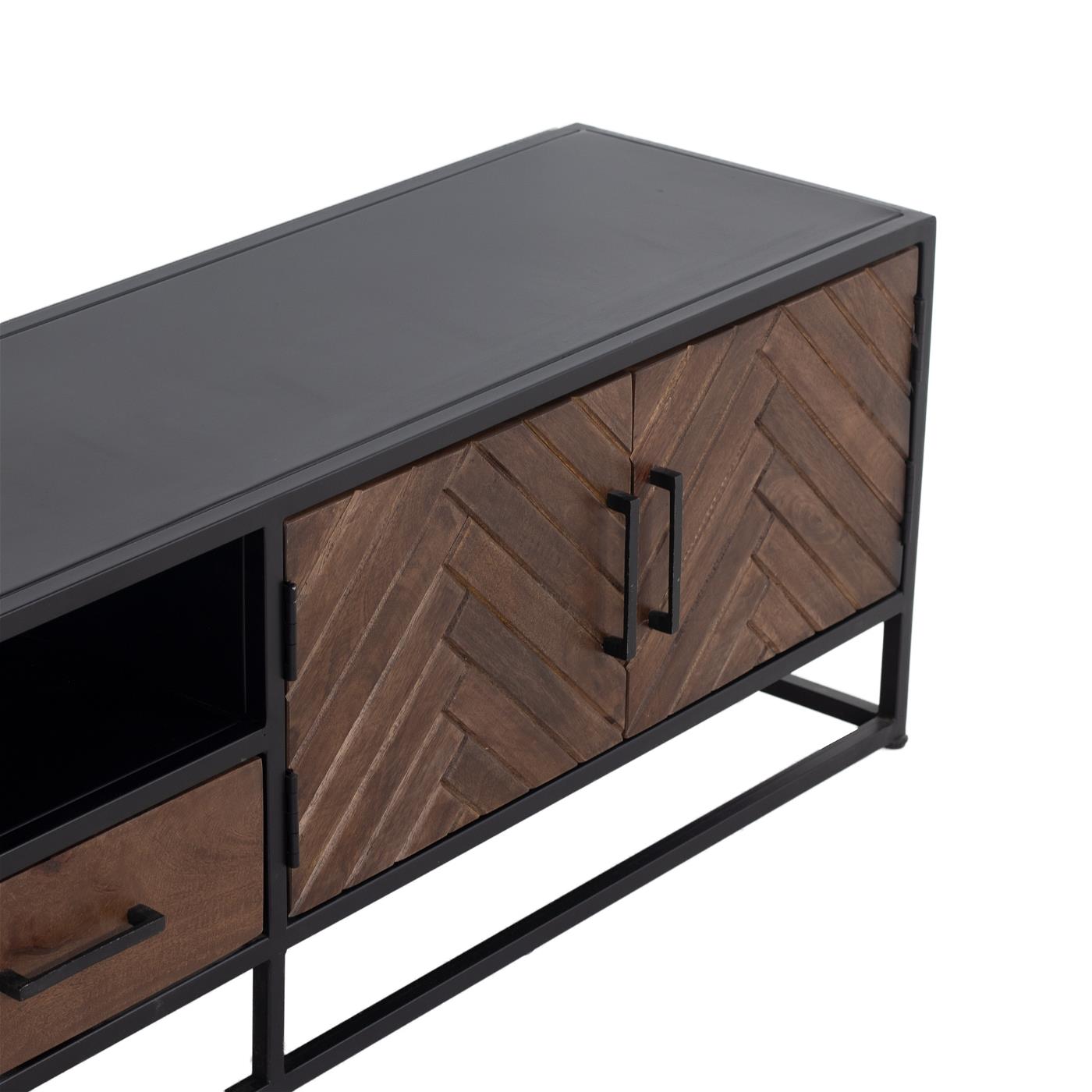 Giga Meubel - TV-Meubel Bruin Visgraat - 250cm - Mangohout & Metaal