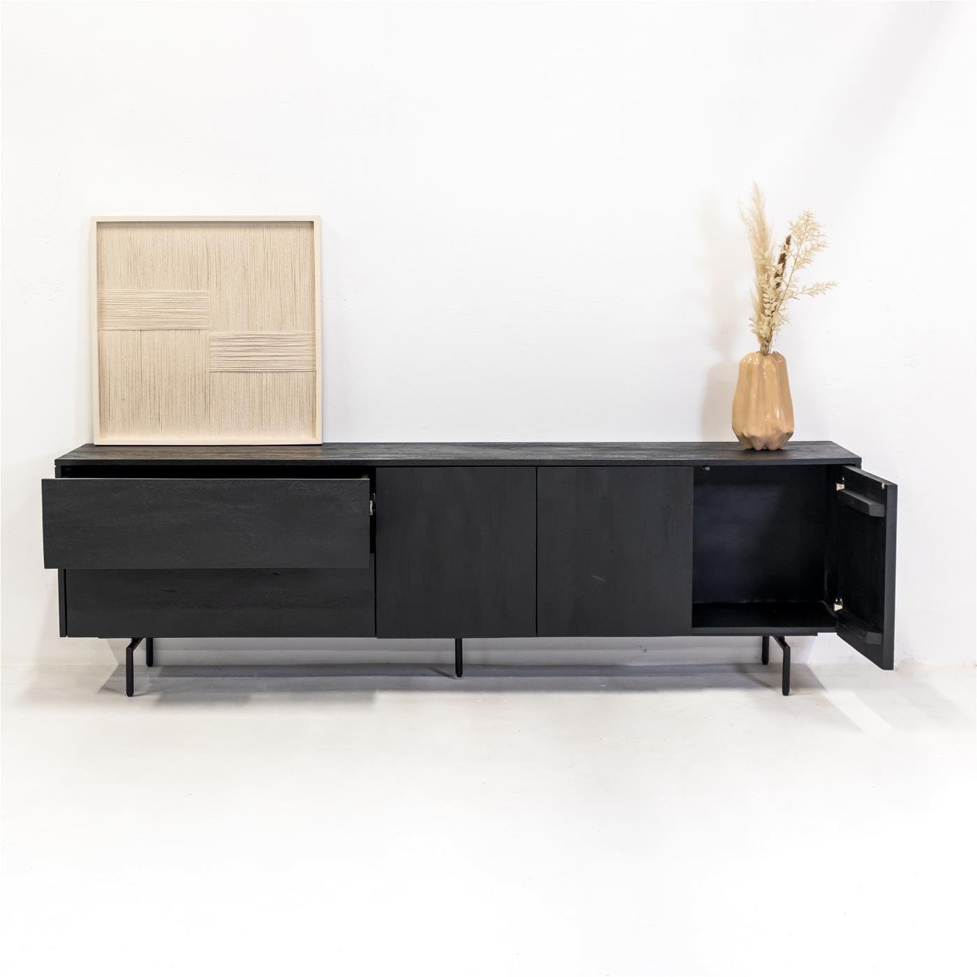 Giga Meubel - TV-Dressoir Zwart - 200cm - Mangohout - TV-Dressoir Cas