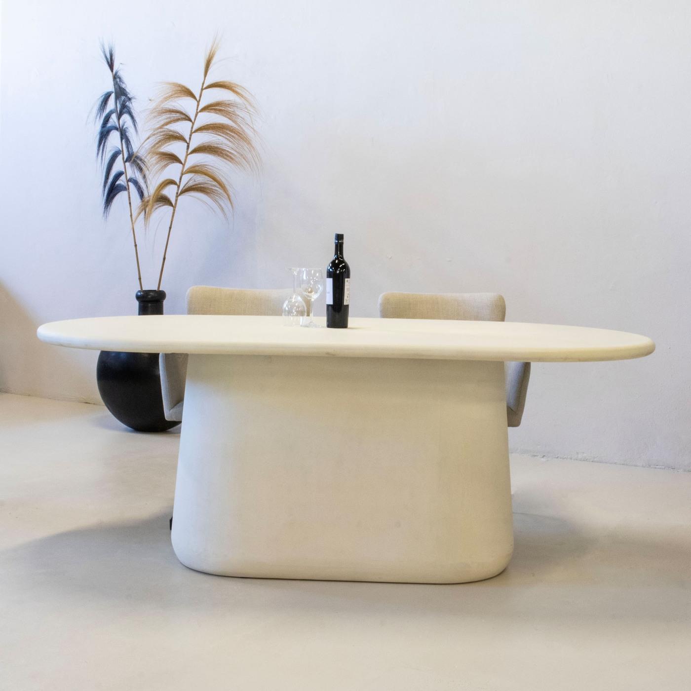 Giga Meubel - Eettafel Ovaal - Betonlook - Beige - 160cm - Tafel Romy