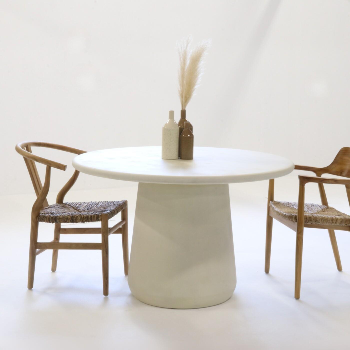 Giga Meubel - Eettafel Beige Rond - Ø120cm - Beton Ciré - Eettafel Romy