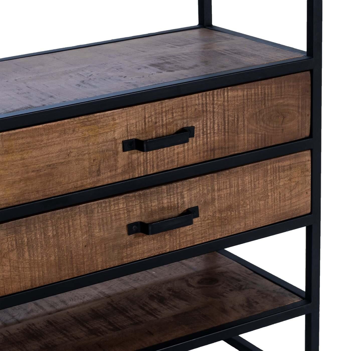 Giga Meubel - Kaptstok Kast Bruin - 130x35x200cm - Metaal|Hout