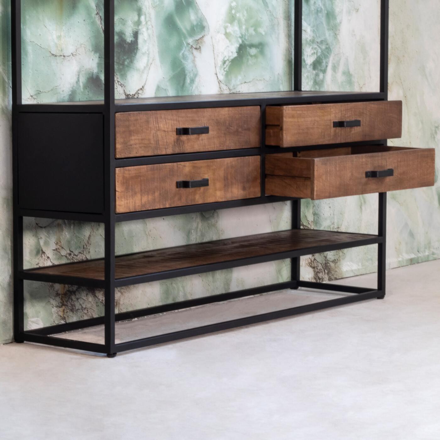 Giga Meubel - Kaptstok Kast Bruin - 130x35x200cm - Metaal|Hout