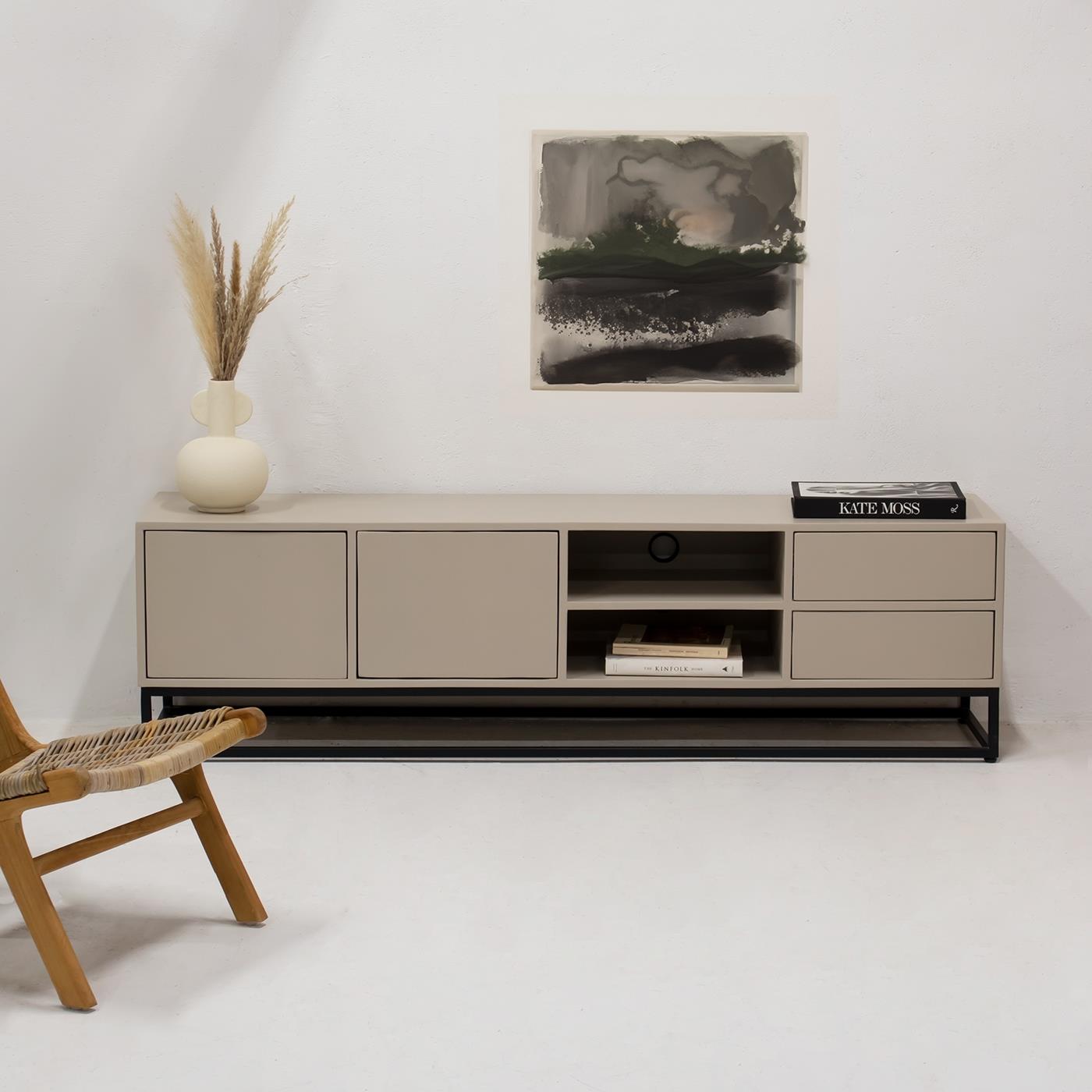 Giga Meubel - Tv-Meubel Taupe 180cm - Mangohout & Metaal