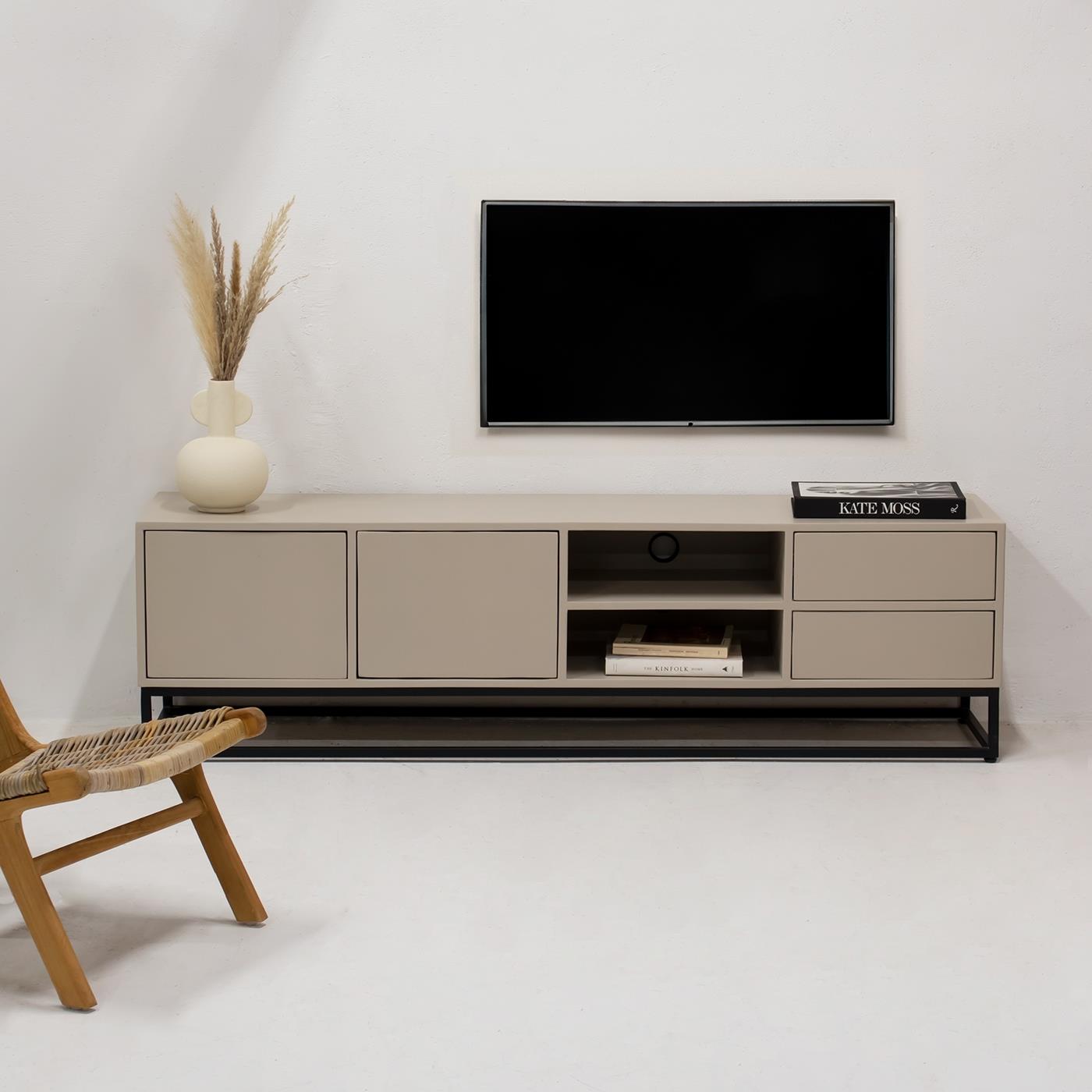 Giga Meubel - Tv-Meubel Taupe 180cm - Mangohout & Metaal