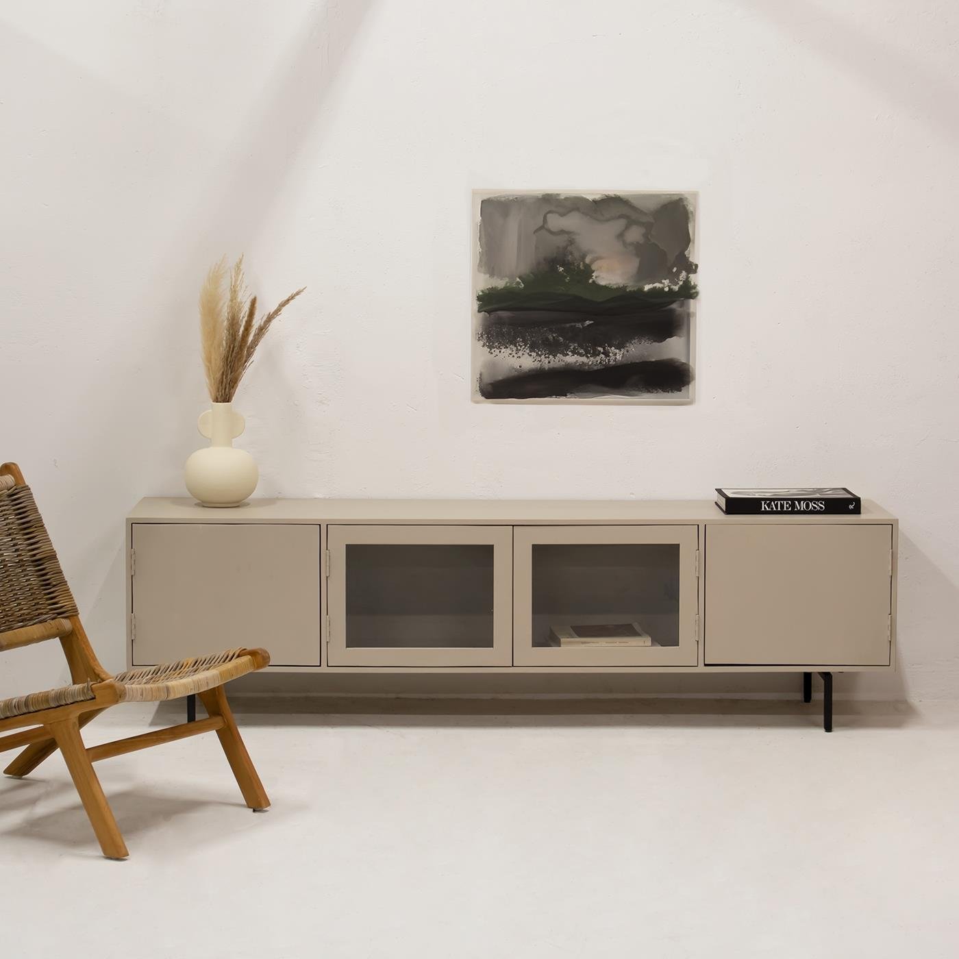 Giga Meubel - Tv-Meubel Taupe 200cm - Mangohout|Metaal|Glas