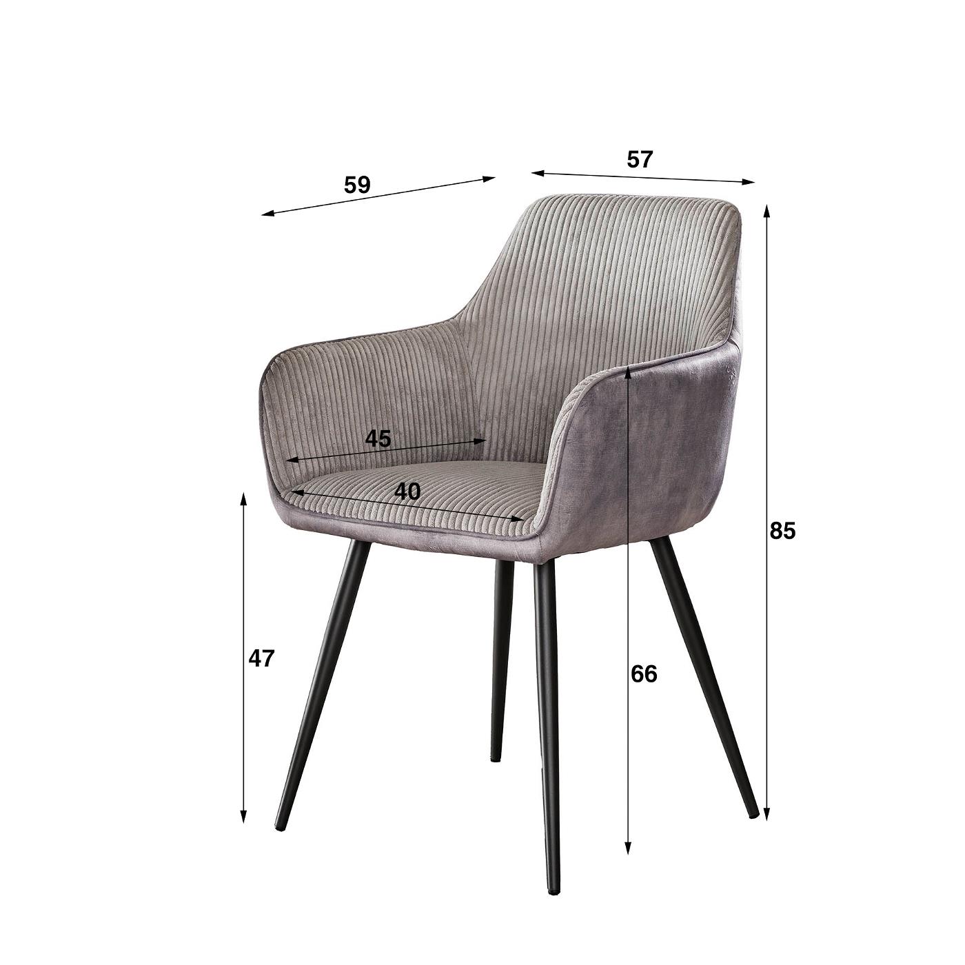 Giga Meubel - Armstoel Rib Zilverkleurig- Mix Rib - Set van 2