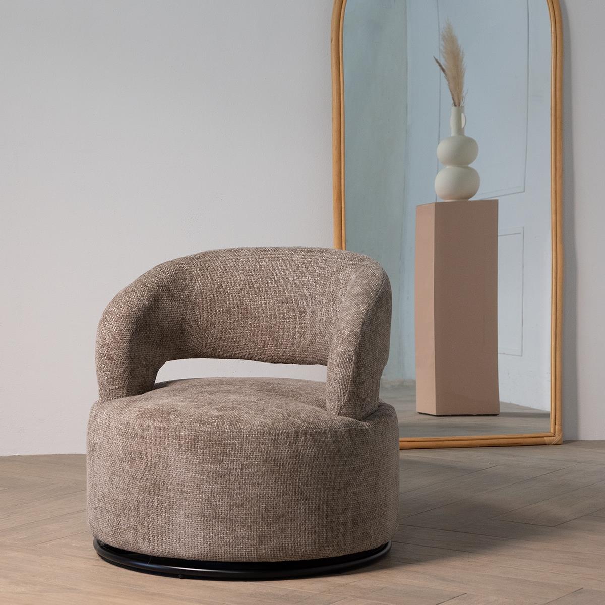 Giga Meubel - Fauteuil Taupe - Stof|Textiel - Japandi Stijl