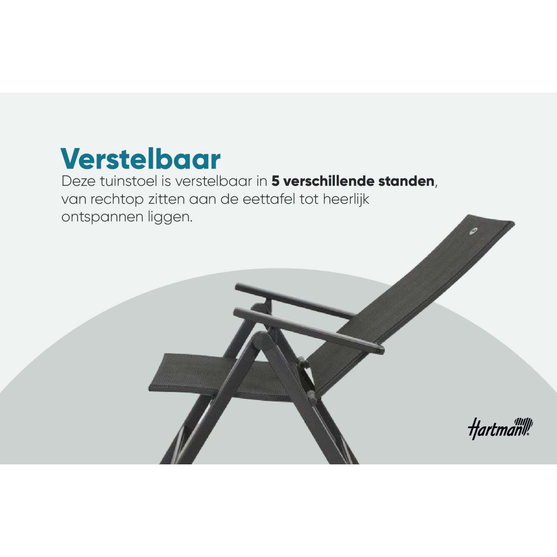 Hartman verstelbare tuinstoel Napoli - Aluminium armleuning