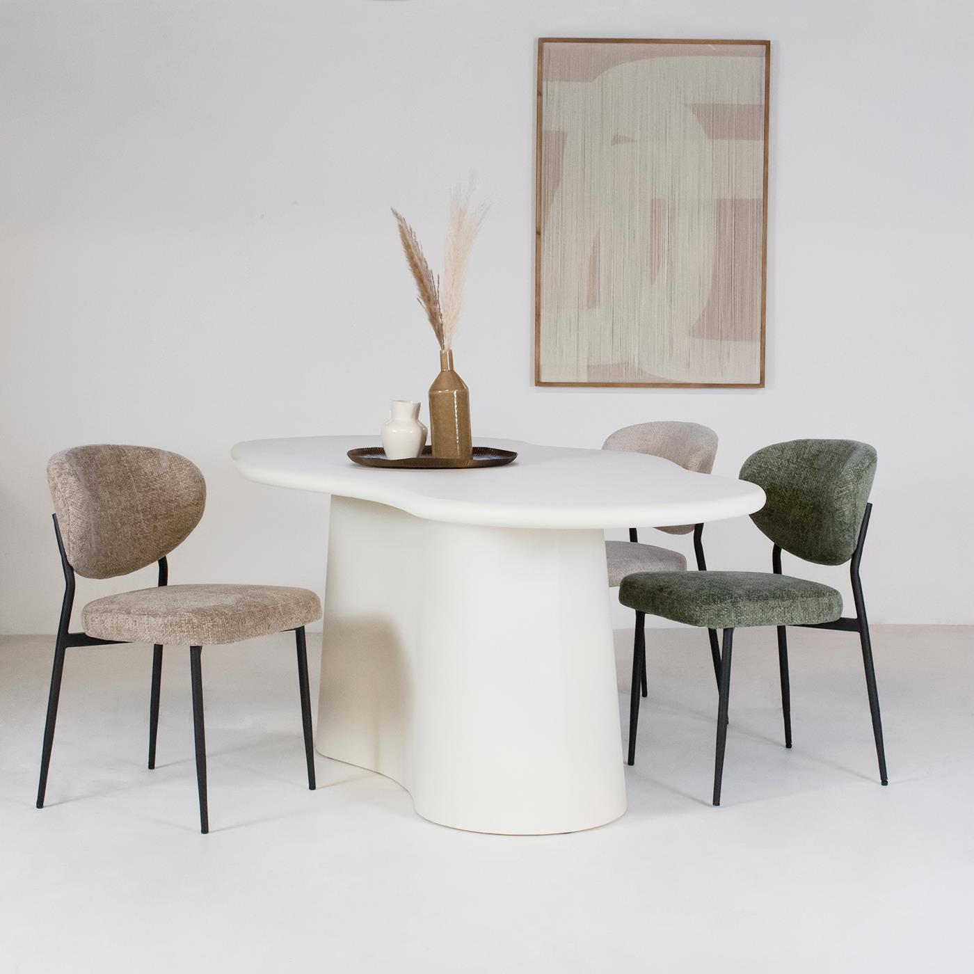Giga Meubel - Eetkamerstoel Stof Taupe  - Set van 2