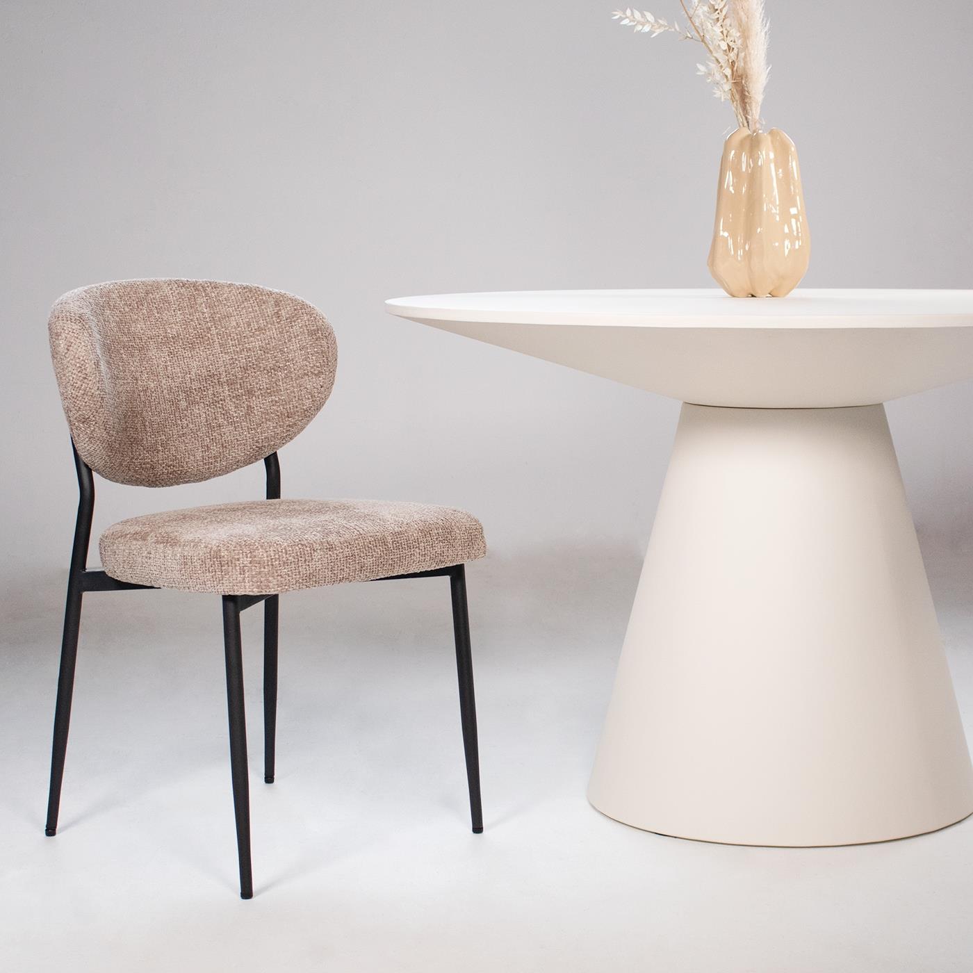 Giga Meubel - Eetkamerstoel Stof Taupe  - Set van 2