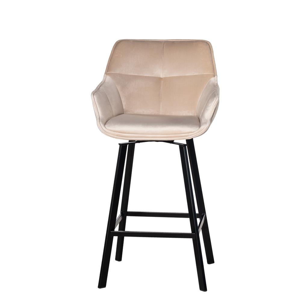 Giga Meubel - Barstoel Shannon Velvet Champagne Draaibaar  - Set van 2
