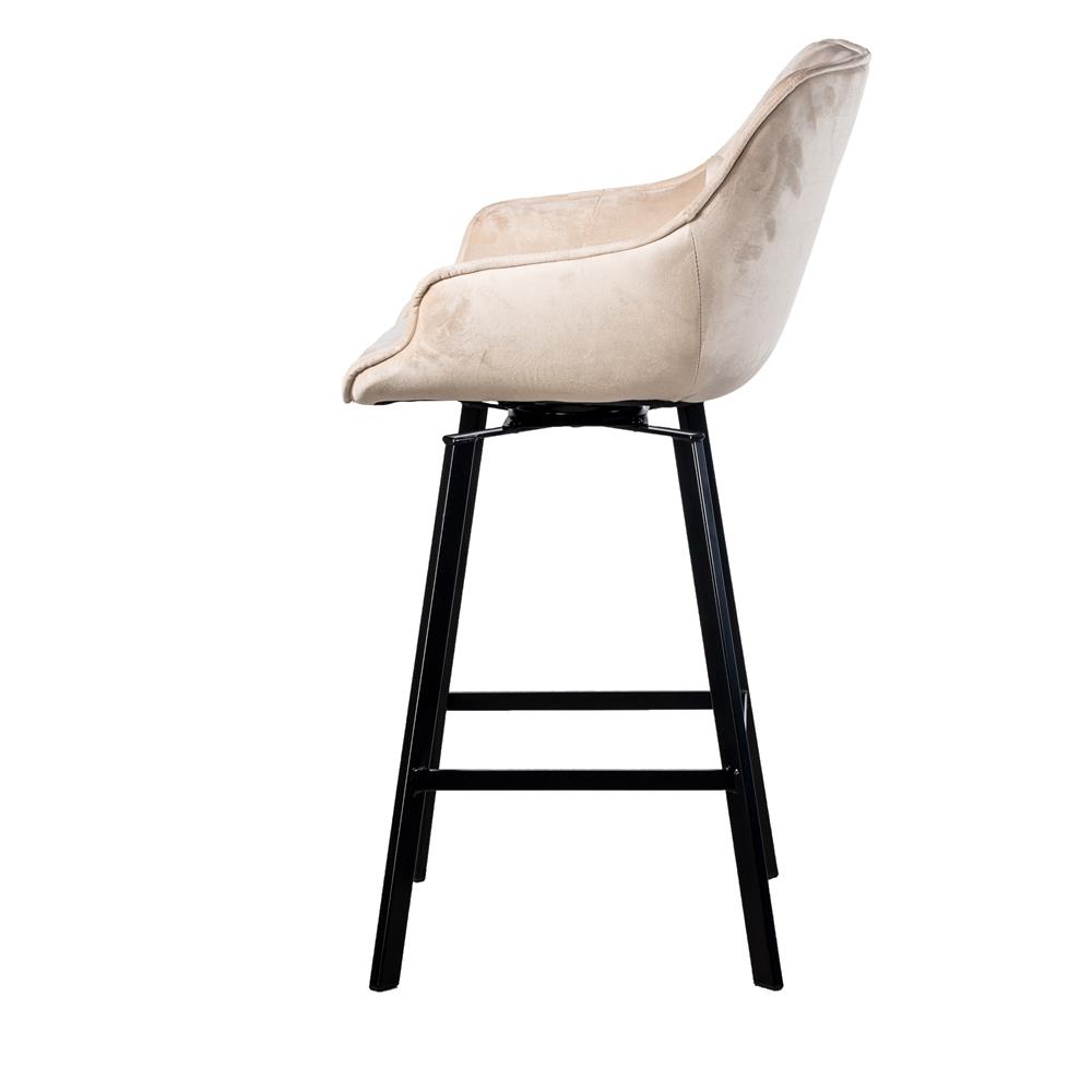 Giga Meubel - Barstoel Shannon Velvet Champagne Draaibaar  - Set van 2