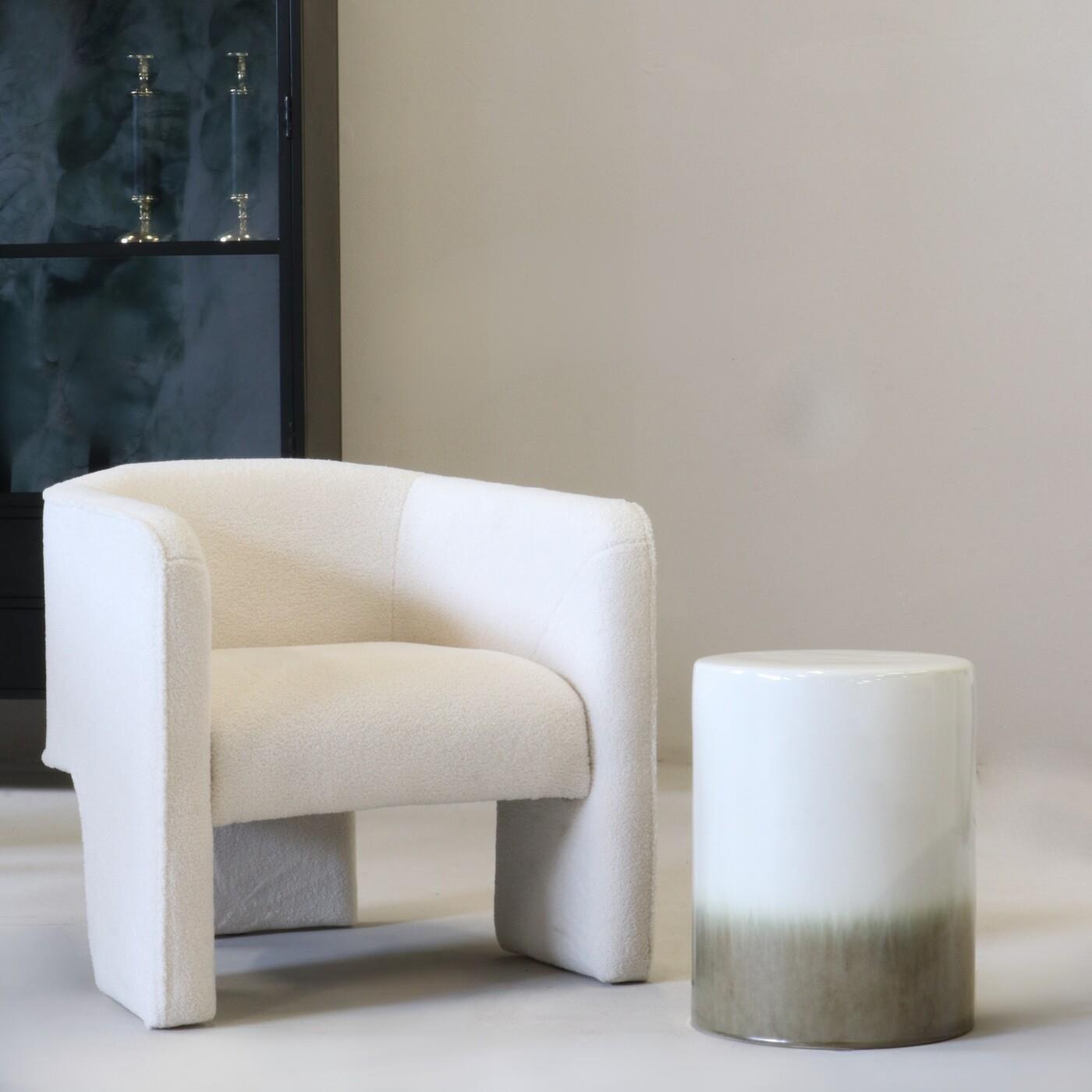 Giga Meubel - Fauteuil Teddy Wit - Japandi Stijl - Zithoogte 44cm