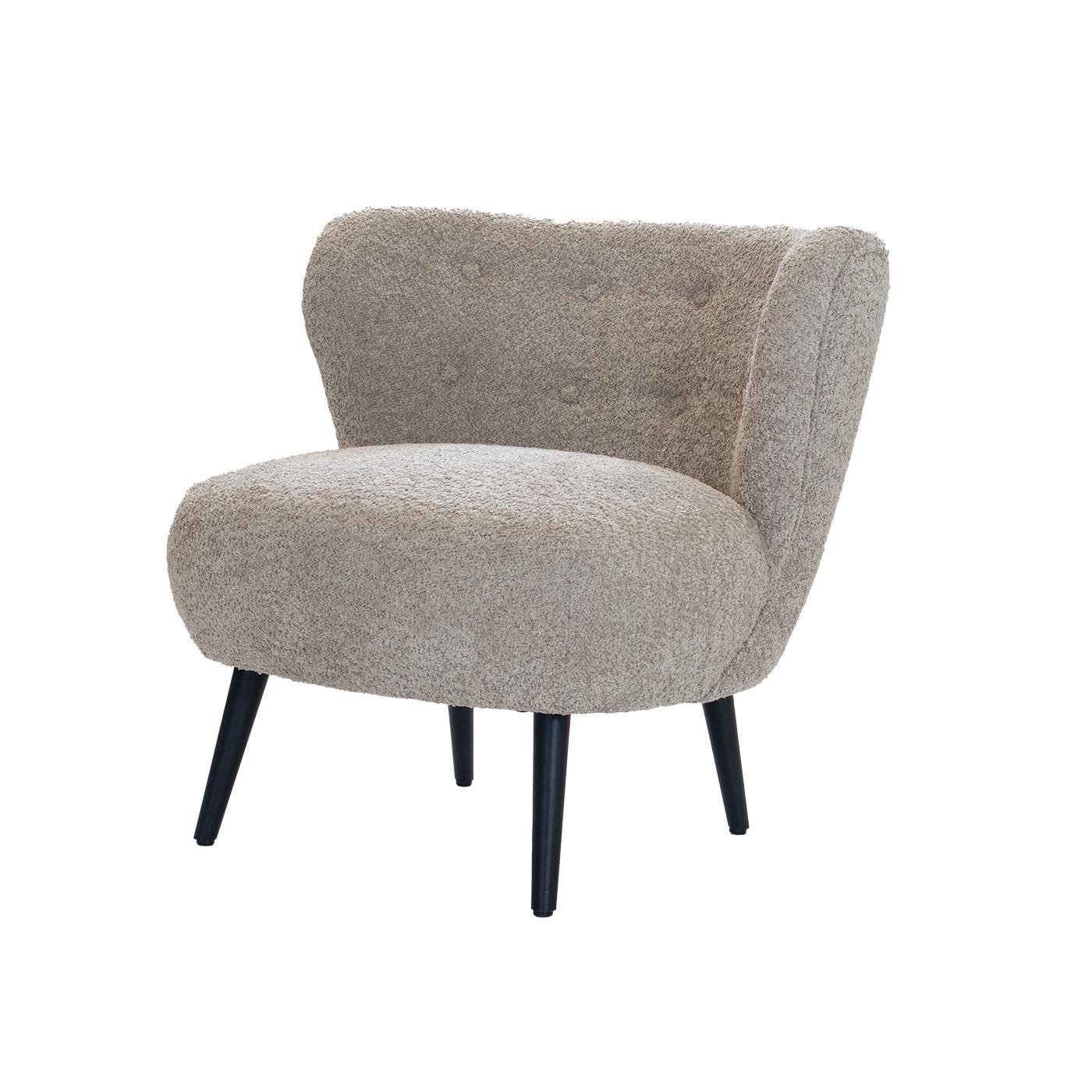 Giga Meubel - Fauteuil Bouclé Taupe - Japandi Stijl - Zithoogte 44cm