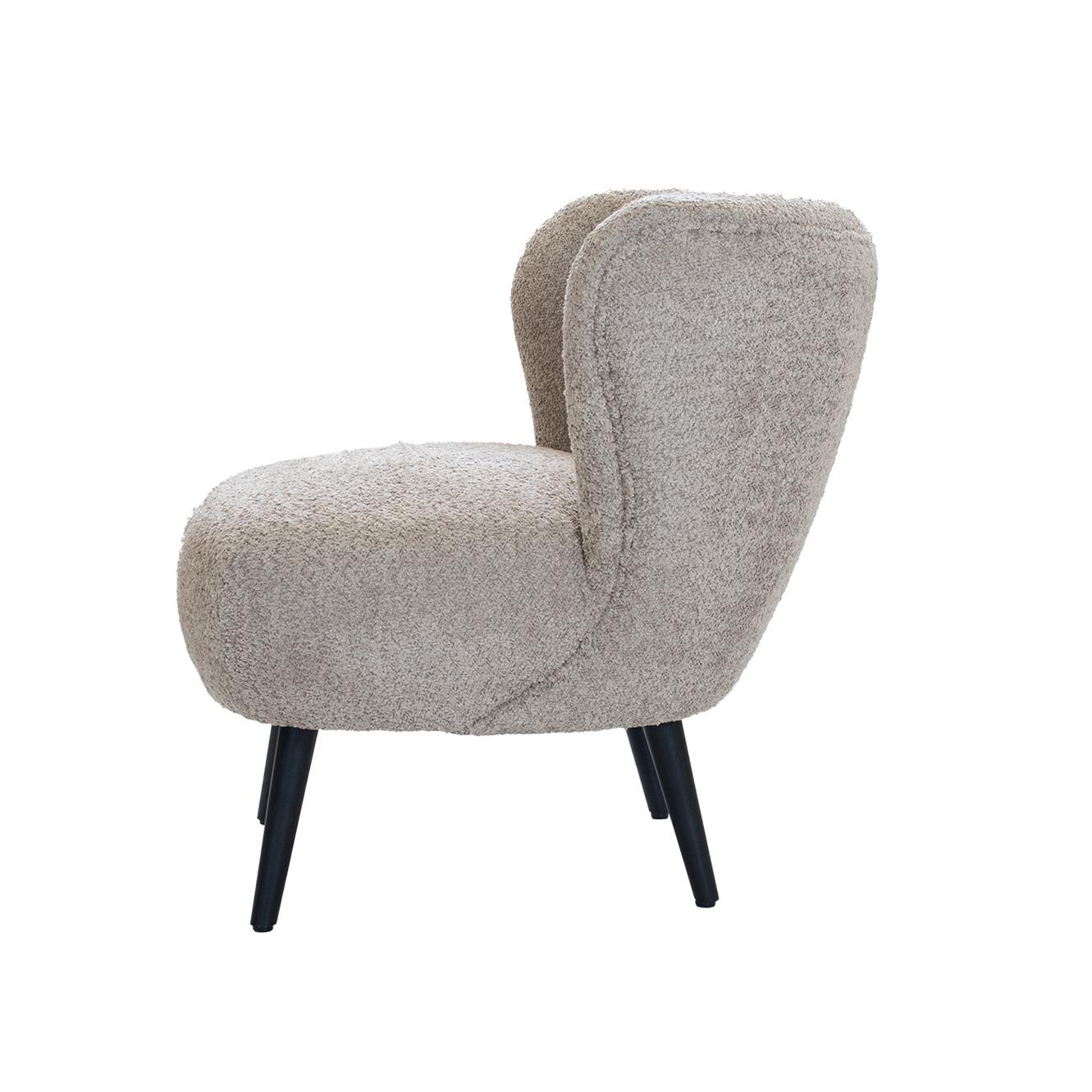 Giga Meubel - Fauteuil Bouclé Taupe - Japandi Stijl - Zithoogte 44cm