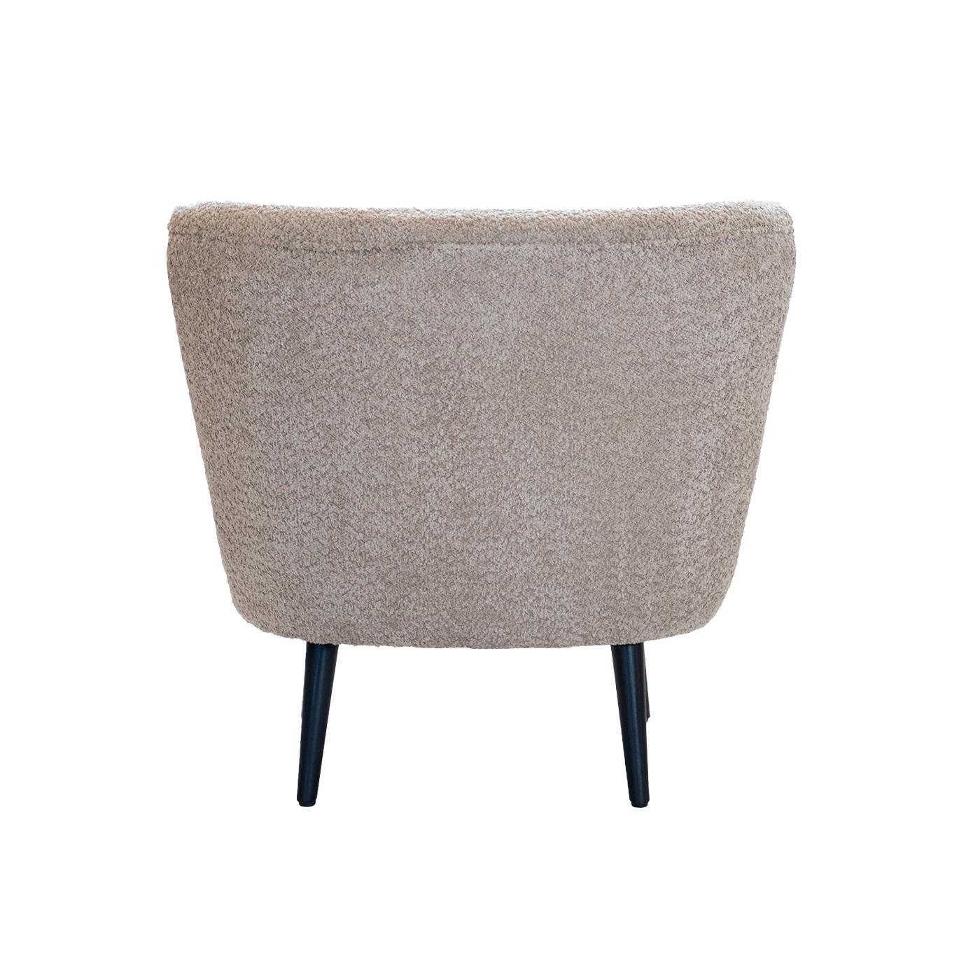 Giga Meubel - Fauteuil Bouclé Taupe - Japandi Stijl - Zithoogte 44cm