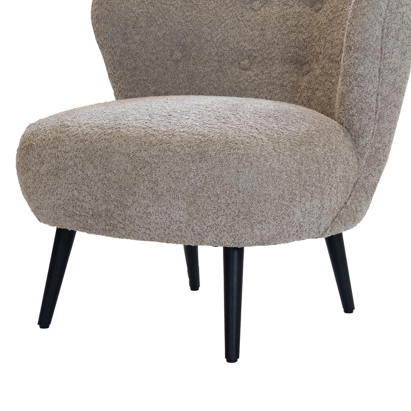Giga Meubel - Fauteuil Bouclé Taupe - Japandi Stijl - Zithoogte 44cm