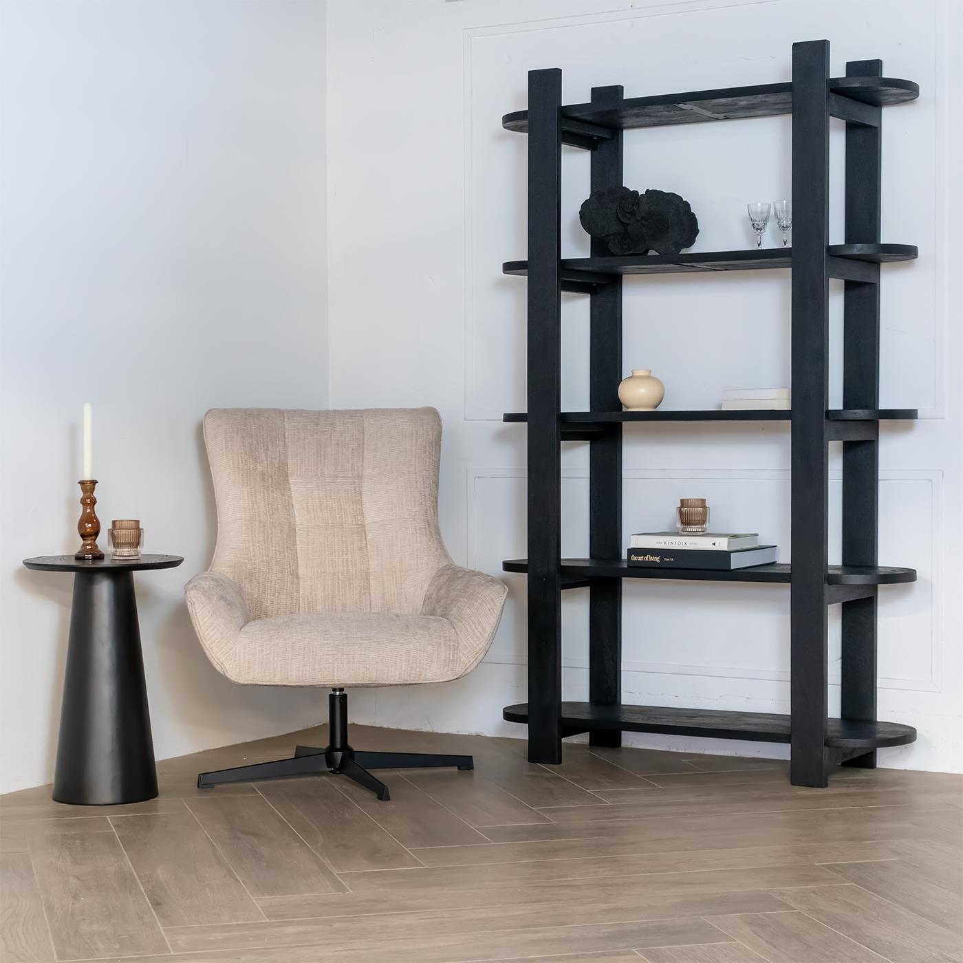 Giga Meubel - Wandkast Zwart - 120x38x190cm - Mangohout - Kast Luuk